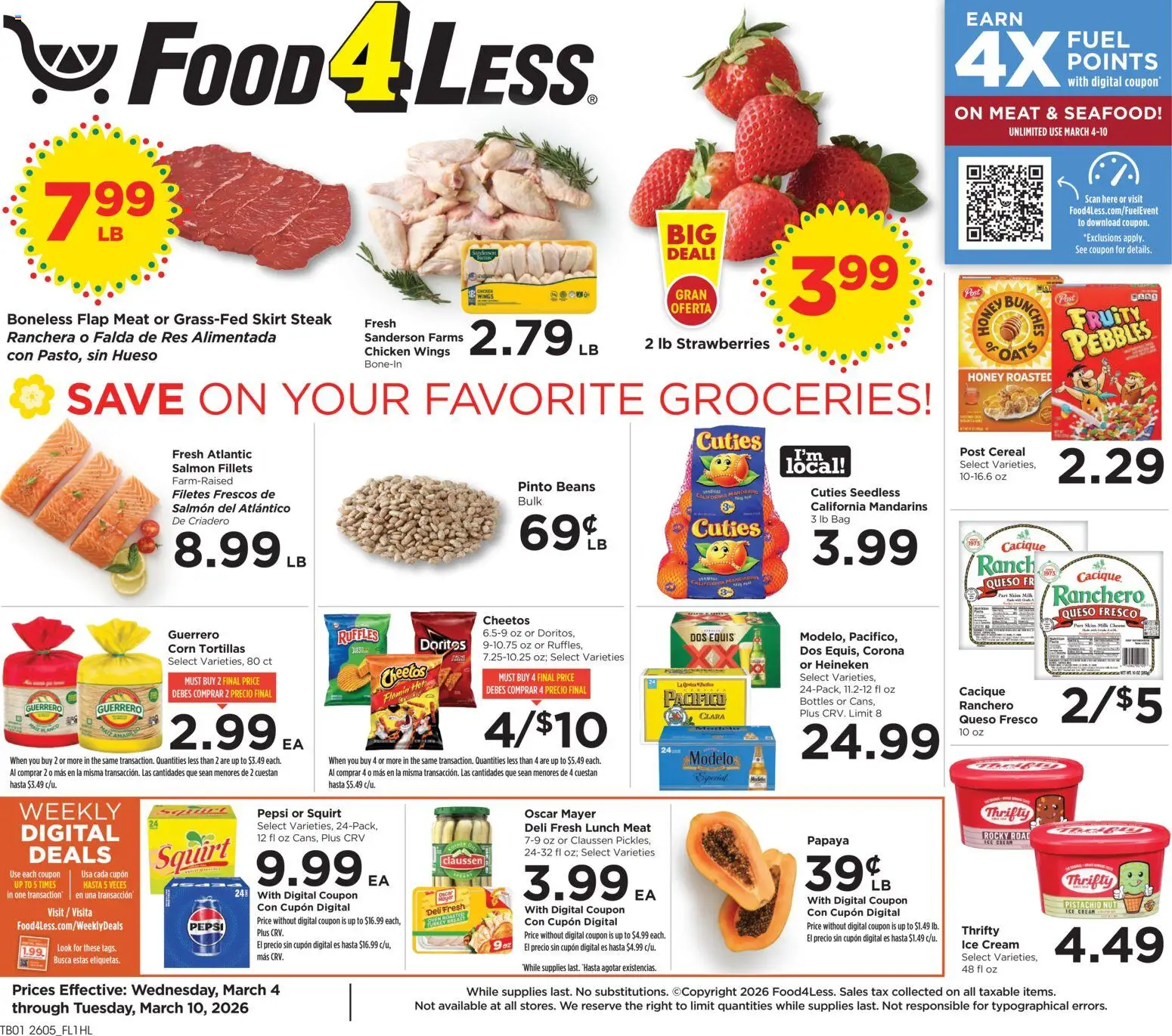 Food 4 Less Weekly Ad - page 1- valid from 03/04/2026