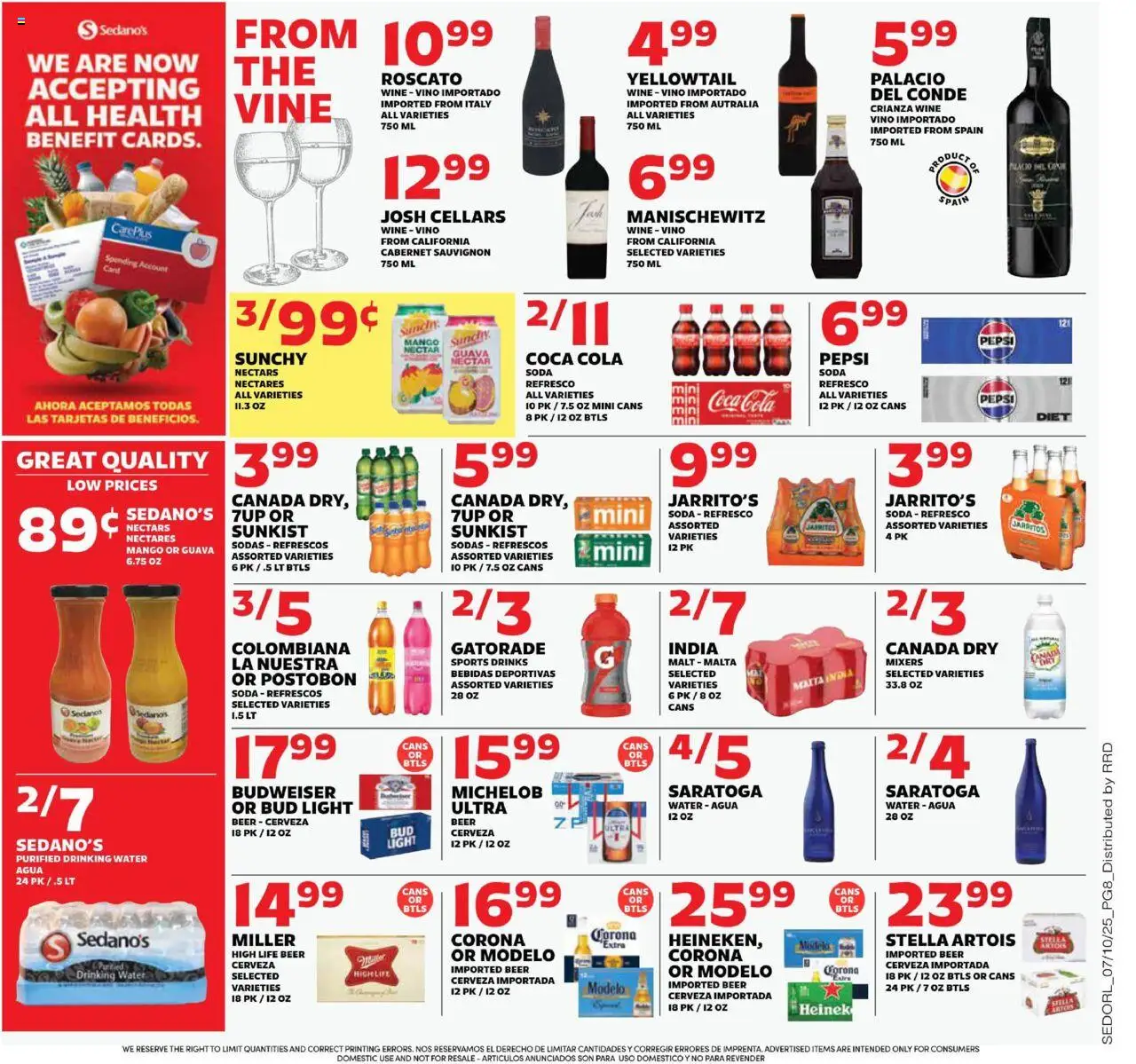 Sedano's Weekly Ad - page 2- valid from 07/09/2025