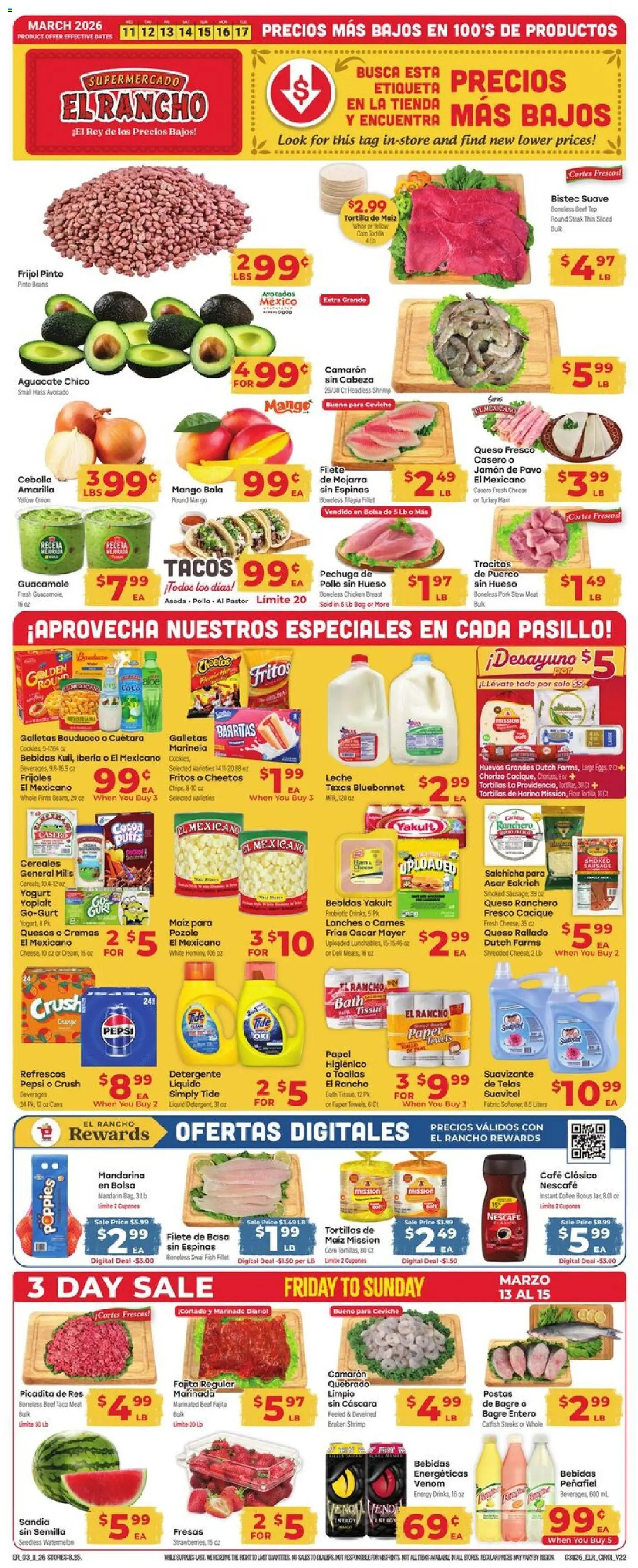 El Rancho Weekly Ad - page 1- valid from 03/11/2026