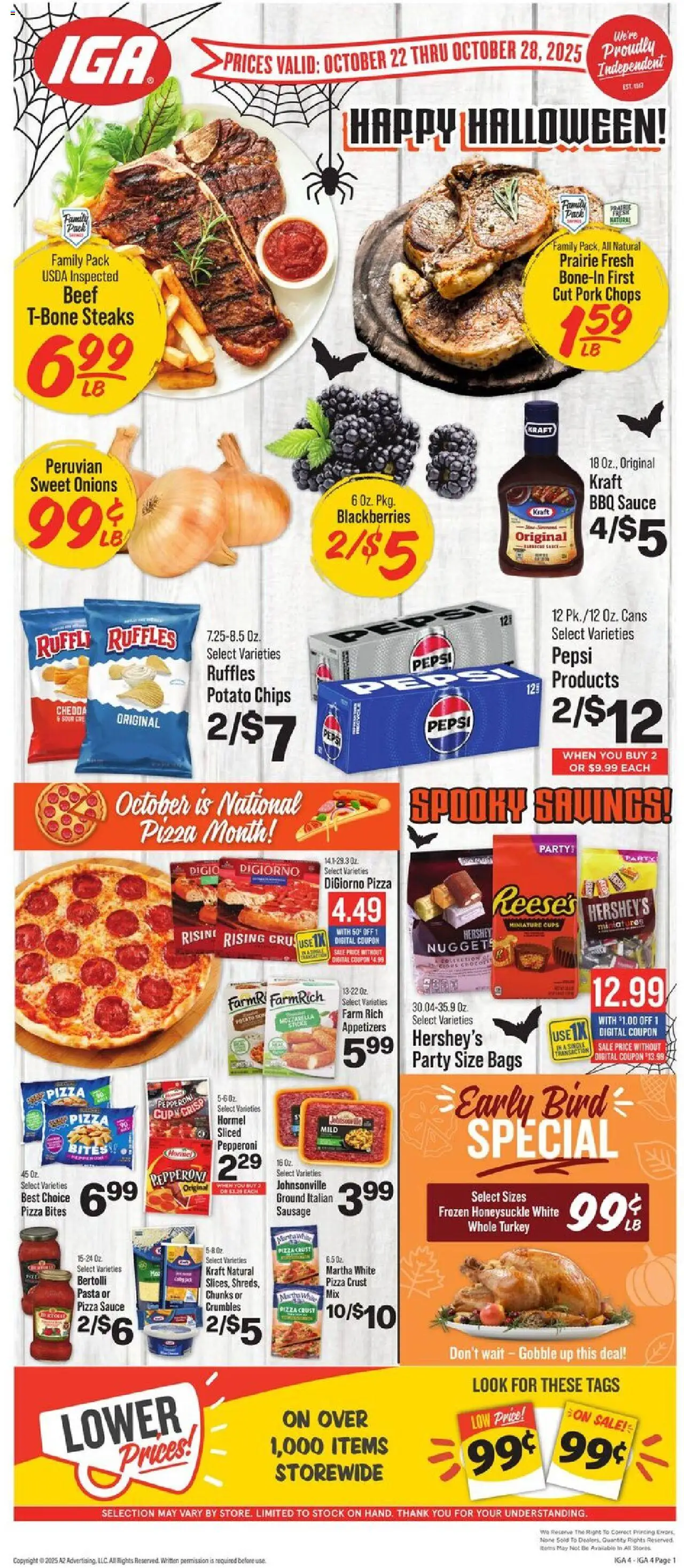 IGA Weekly Ad - page 1- valid from 10/22/2025