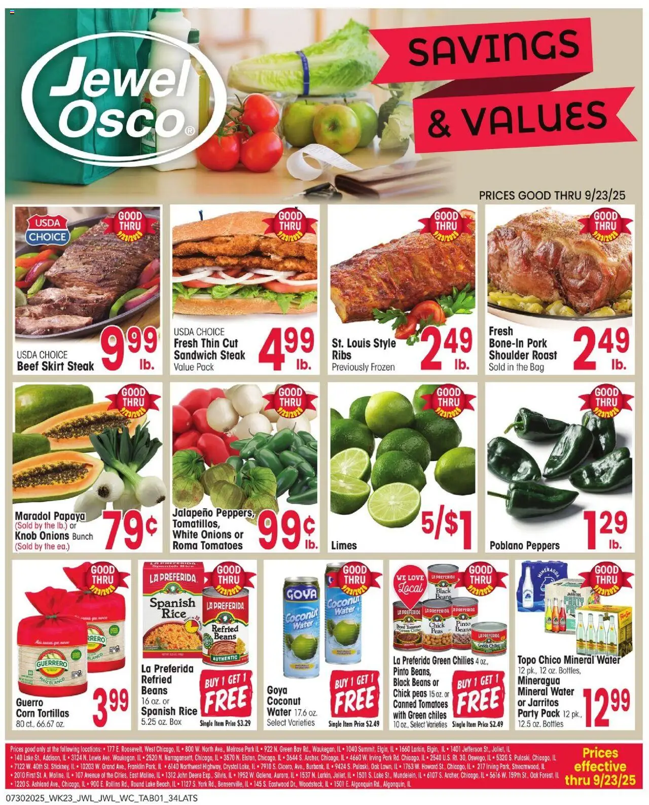 Jewel Osco Savings & Values - page 1- valid from 07/30/2025