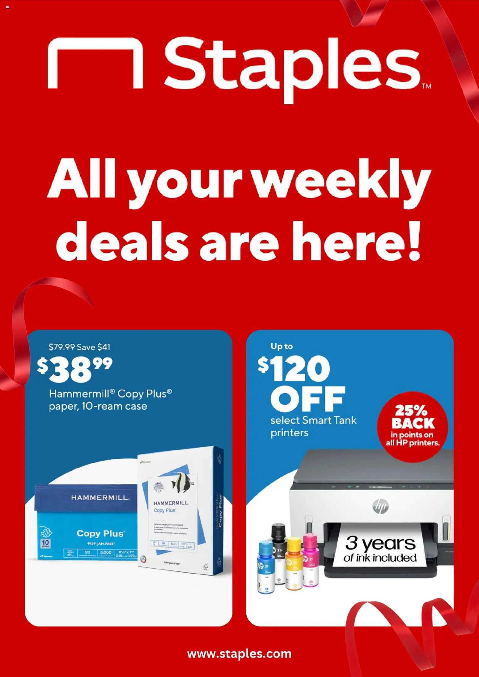 Staples Weekly Ad - page 1- valid from 03/02/2026