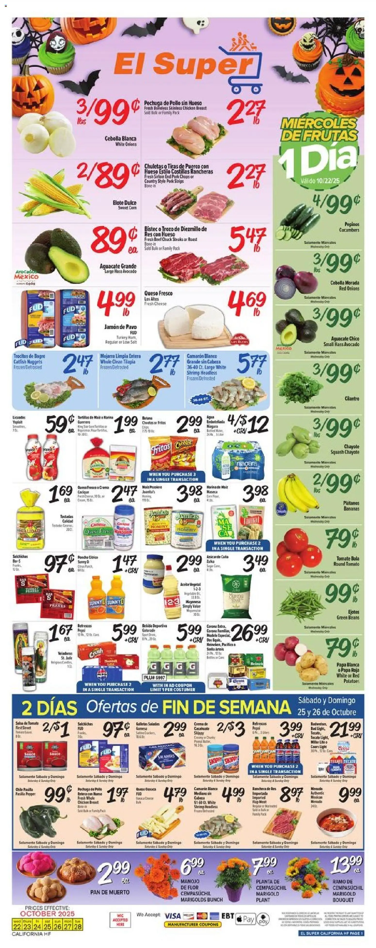 El Super Weekly Ad - CA - page 1- valid from 10/22/2025