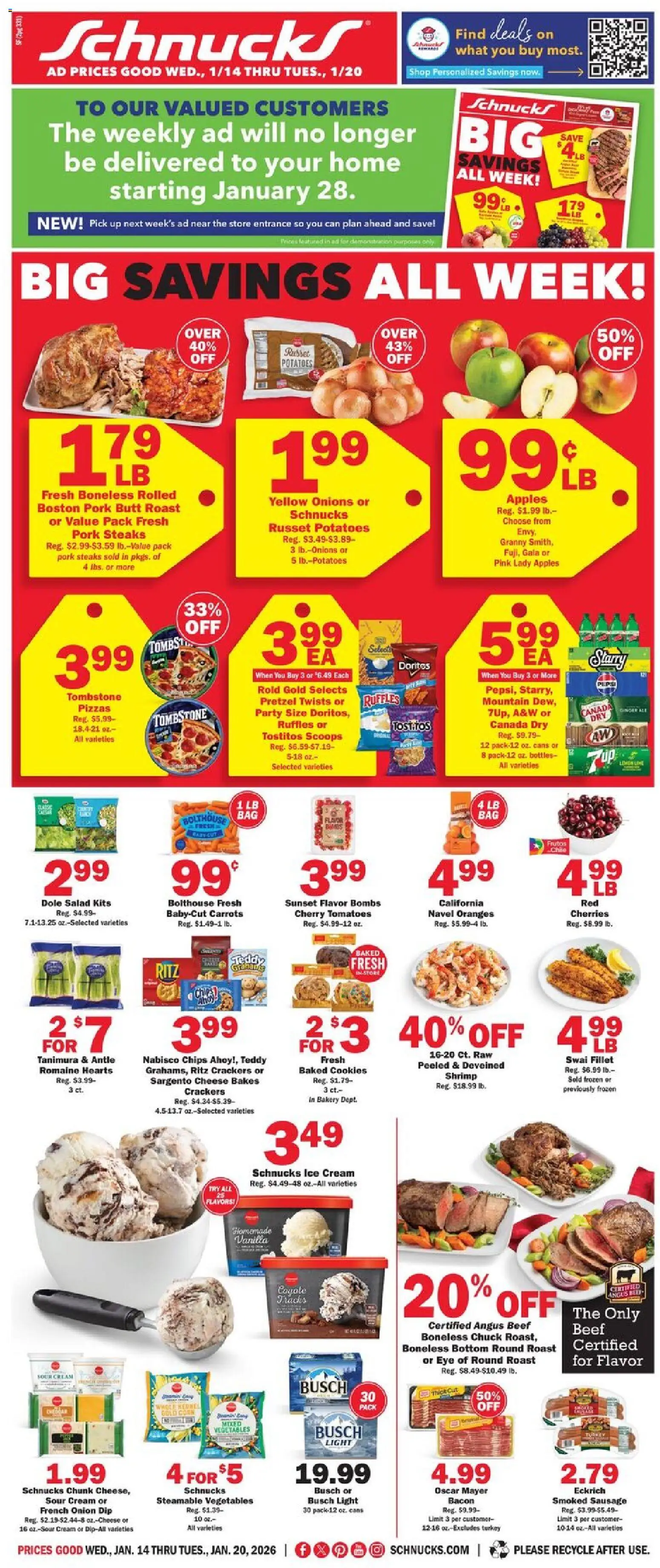 Schnucks Ad - page 1- valid from 01/14/2026