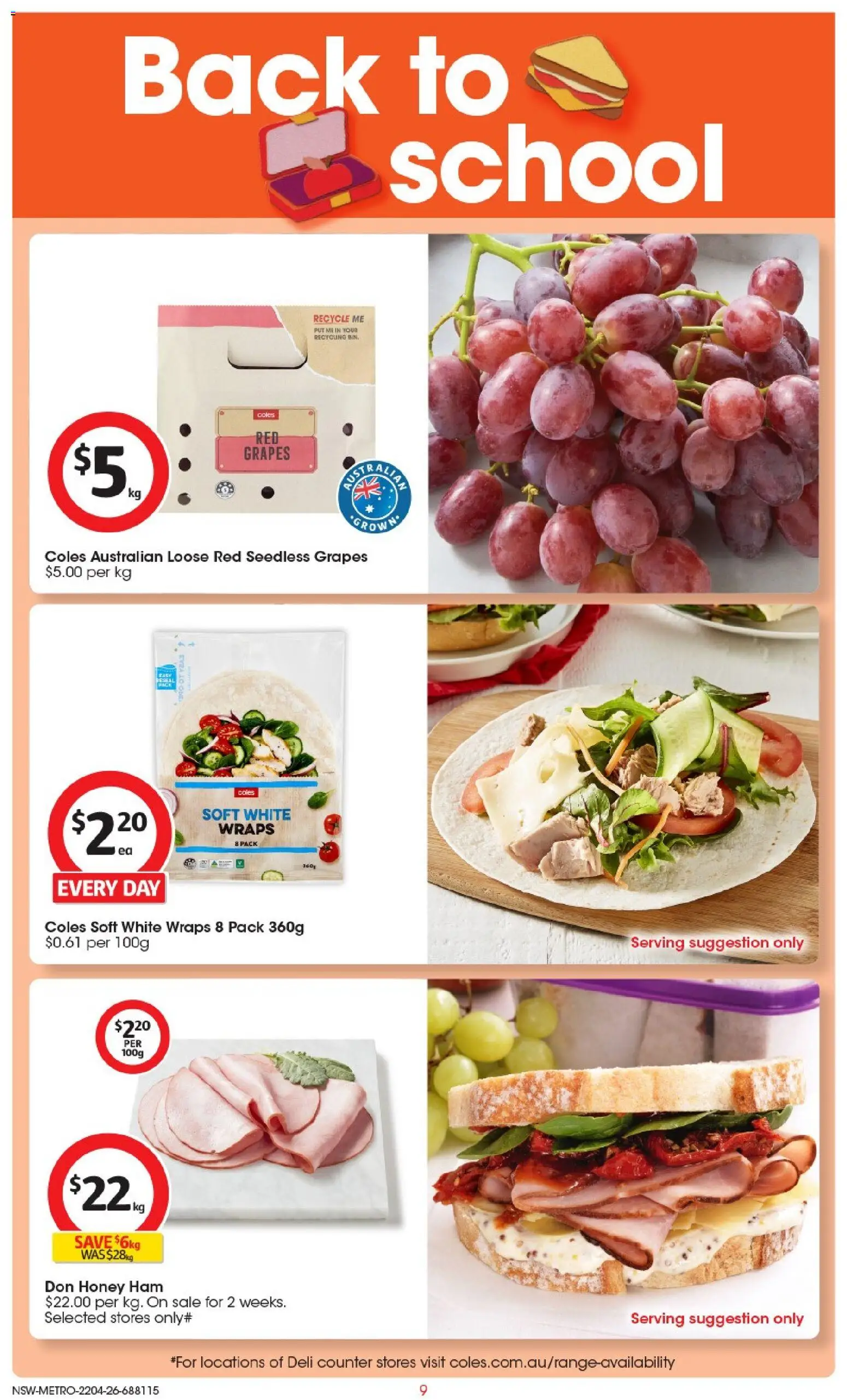 Coles catalogue  - page 9- valid from 22/04/2026