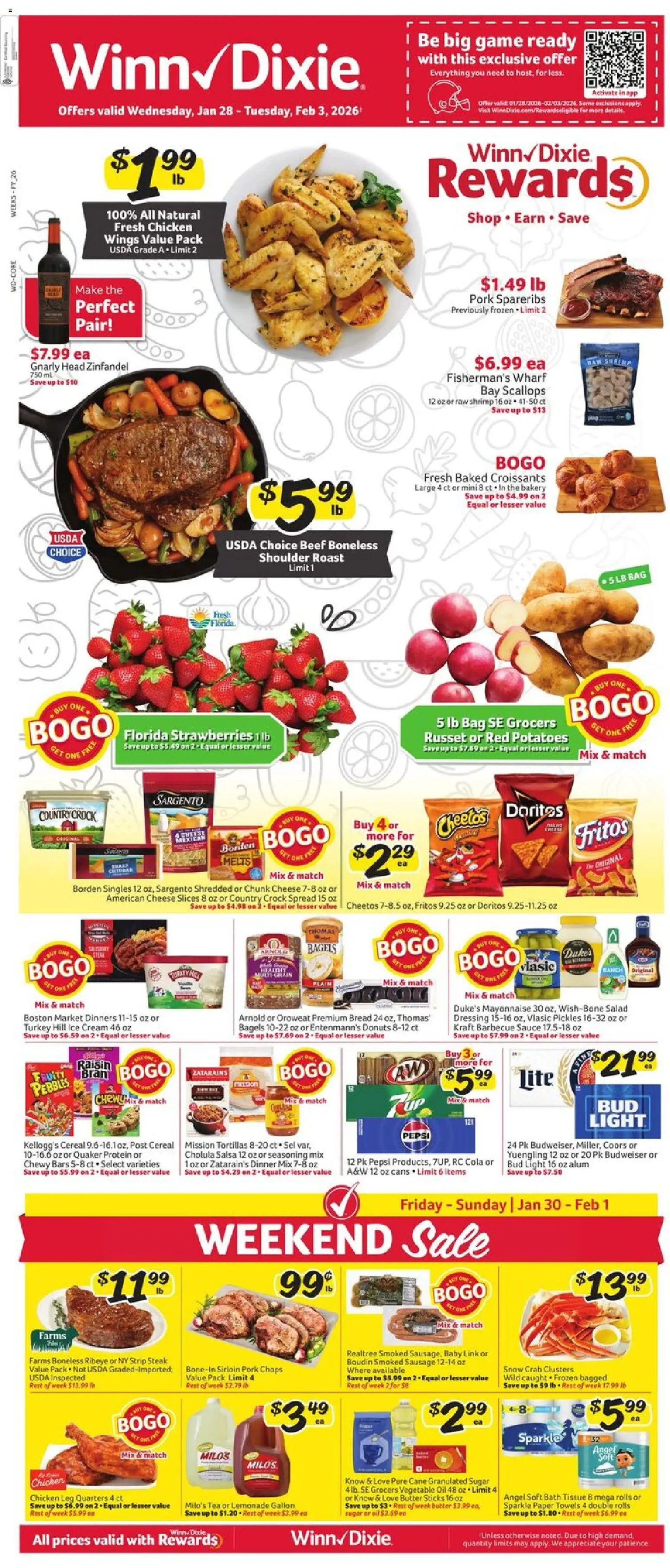 Winn Dixie Weekly Circular - FL - page 1- valid from 01/28/2026