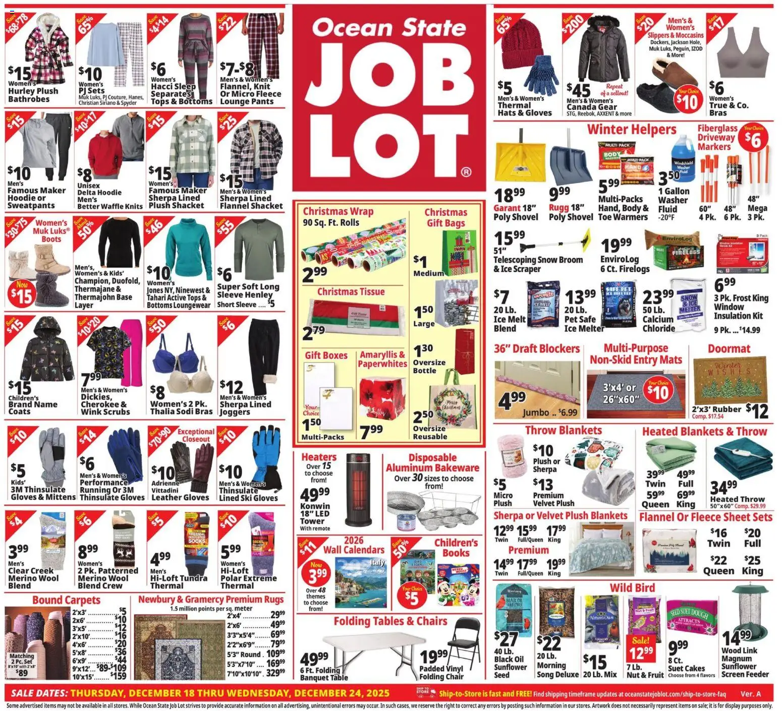 Ocean State Job Lot Weekly Ad - MA - page 1- valid from 12/18/2025