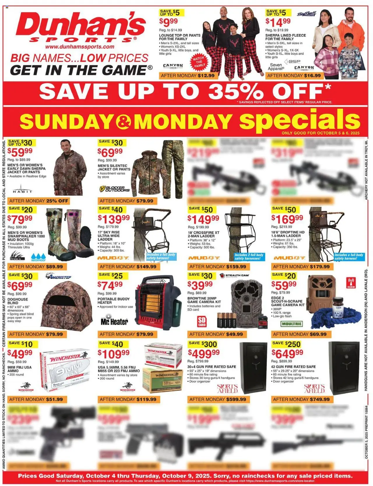 Dunham's Sports Weekly Ad - page 1- valid from 10/04/2025