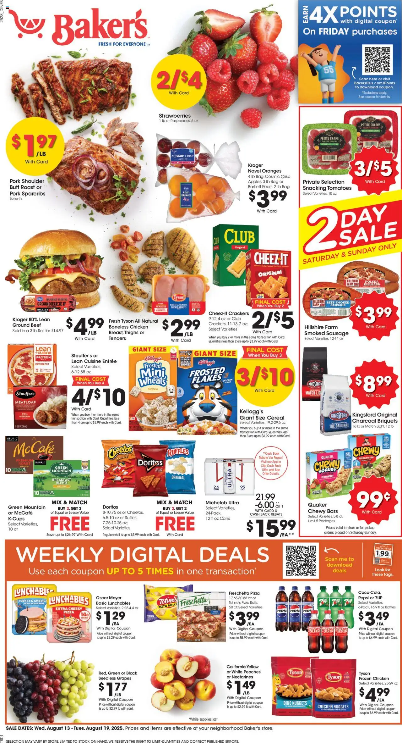 Baker's Weekly Ad - NE - page 1- valid from 08/13/2025