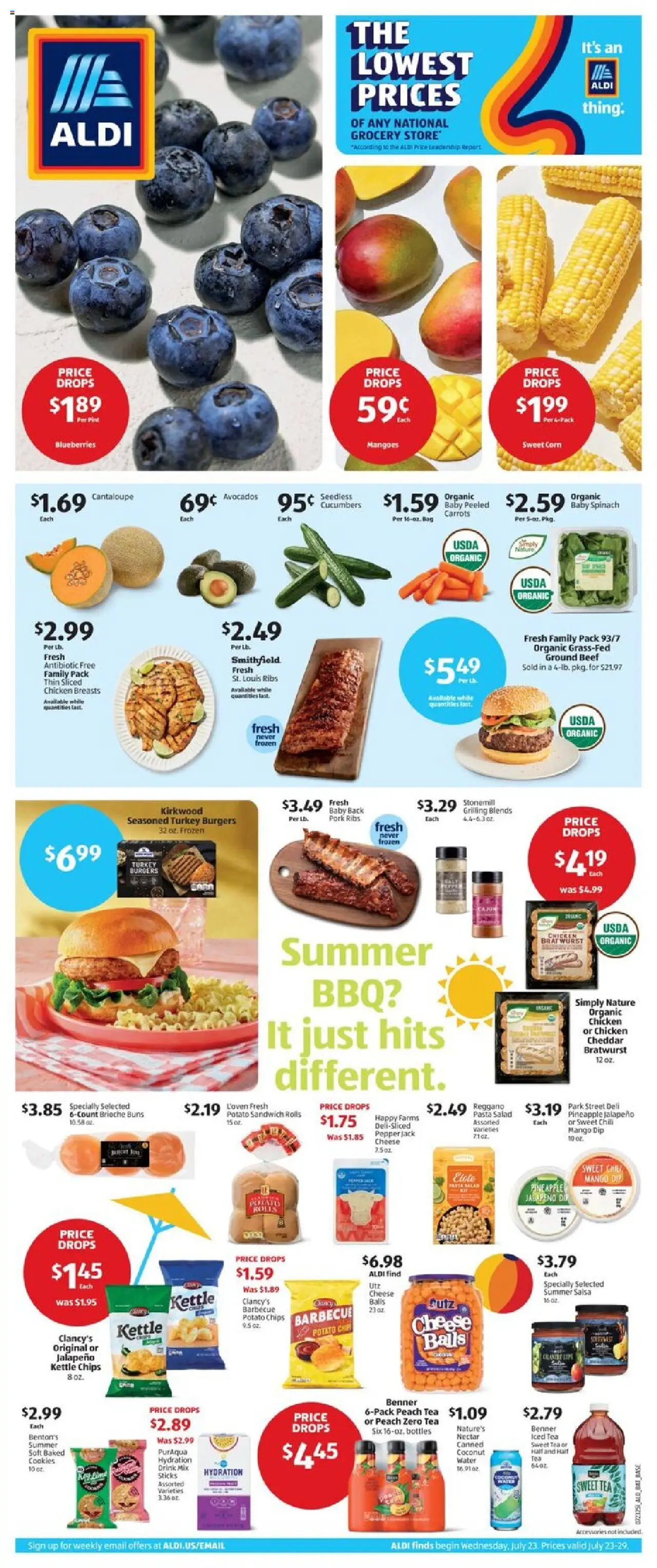 Aldi Weekly Ad - page 1- valid from 07/23/2025