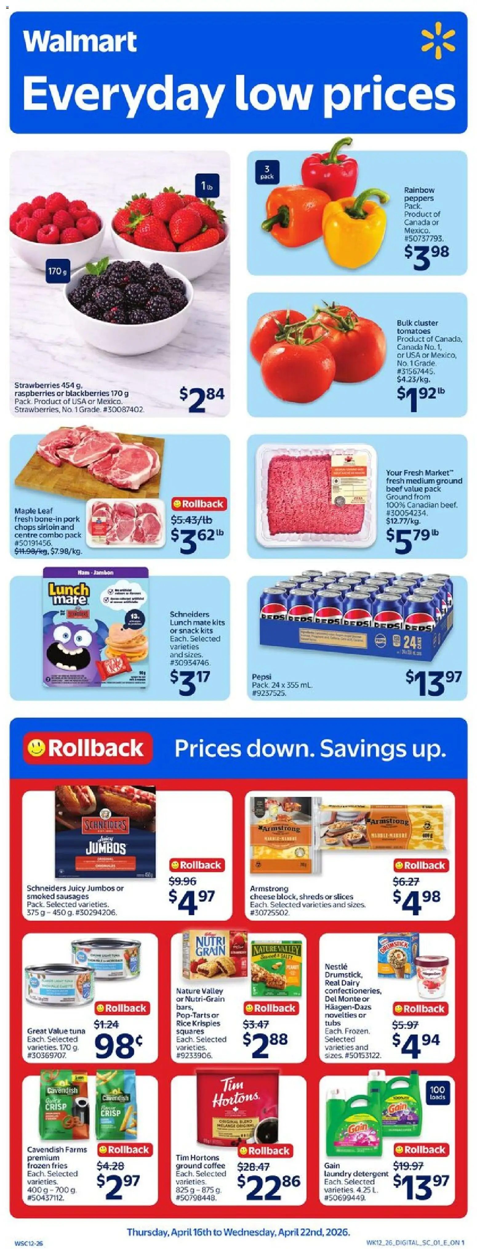 Walmart weekly flyer - page 1- valid from Apr 16, 2026