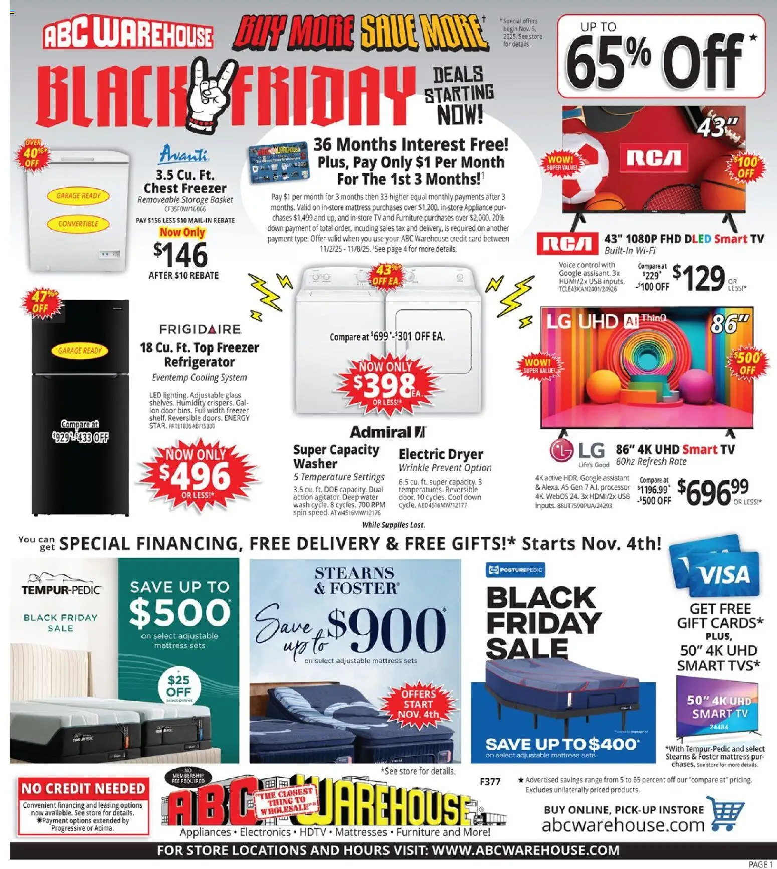 ABC Warehouse Black Friday - page 1- valid from 11/02/2025
