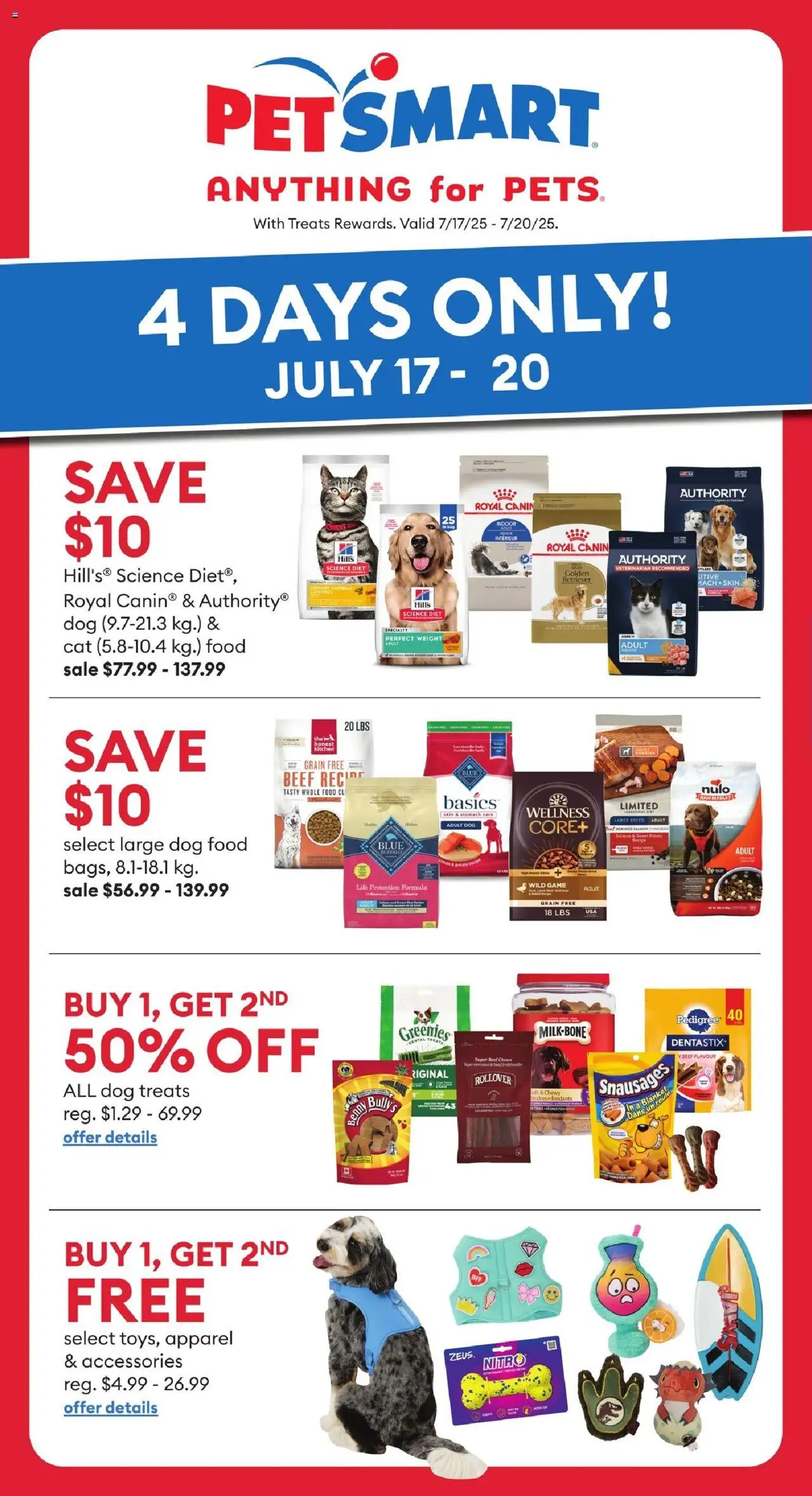 Petsmart weekly flyer / circulaire - page 1- valid from Jul 17, 2025