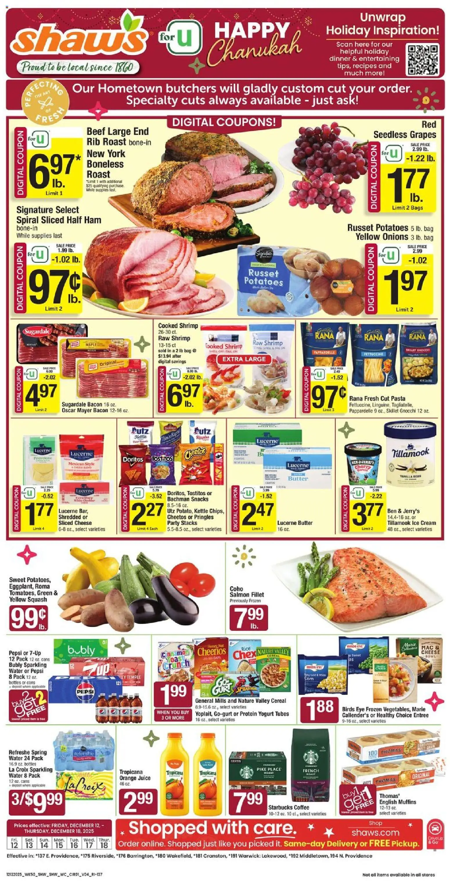 Shaw's Weekly Ad - RI - page 1- valid from 12/12/2025