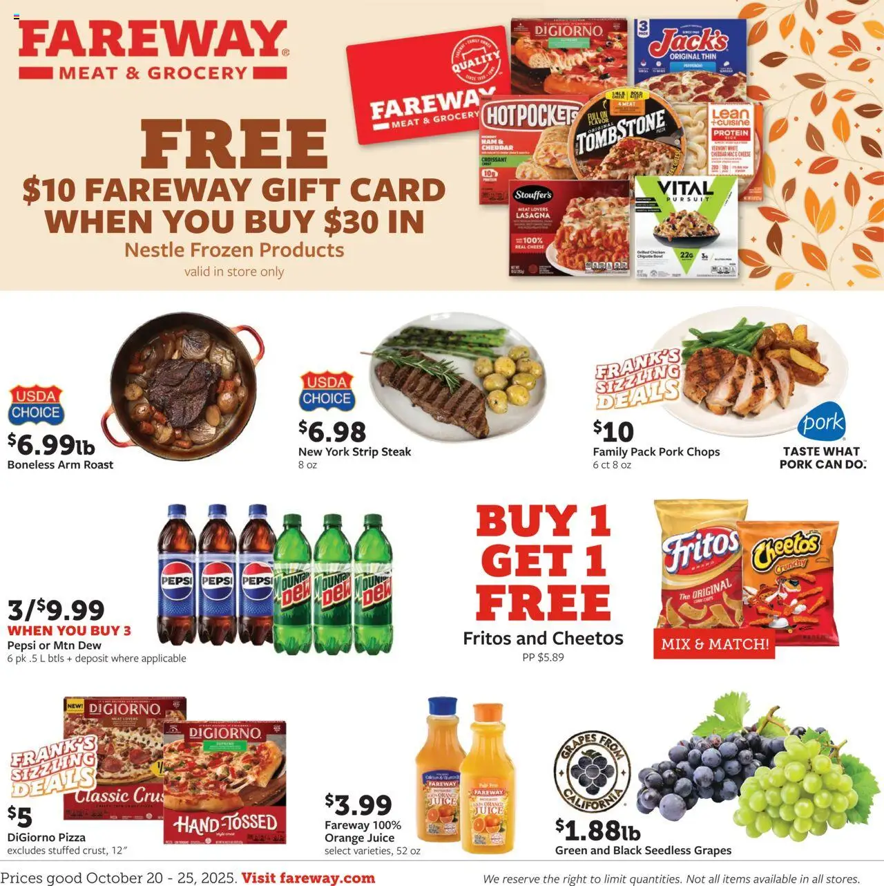 Fareway Weekly Ad - page 1- valid from 10/20/2025