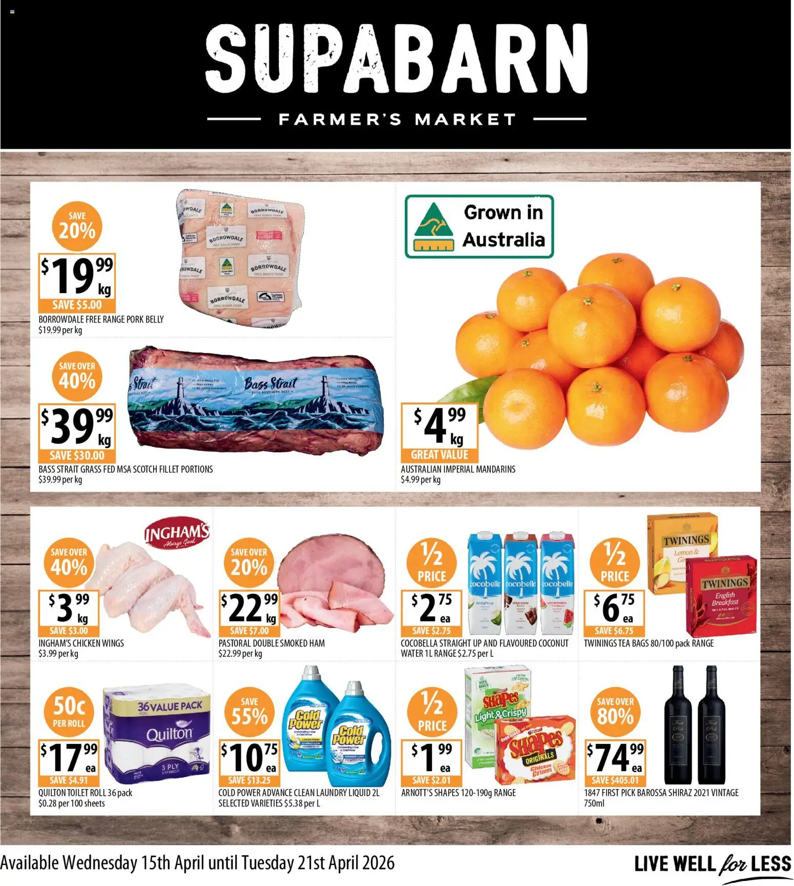 Supabarn catalogue  - page 1- valid from 15/04/2026