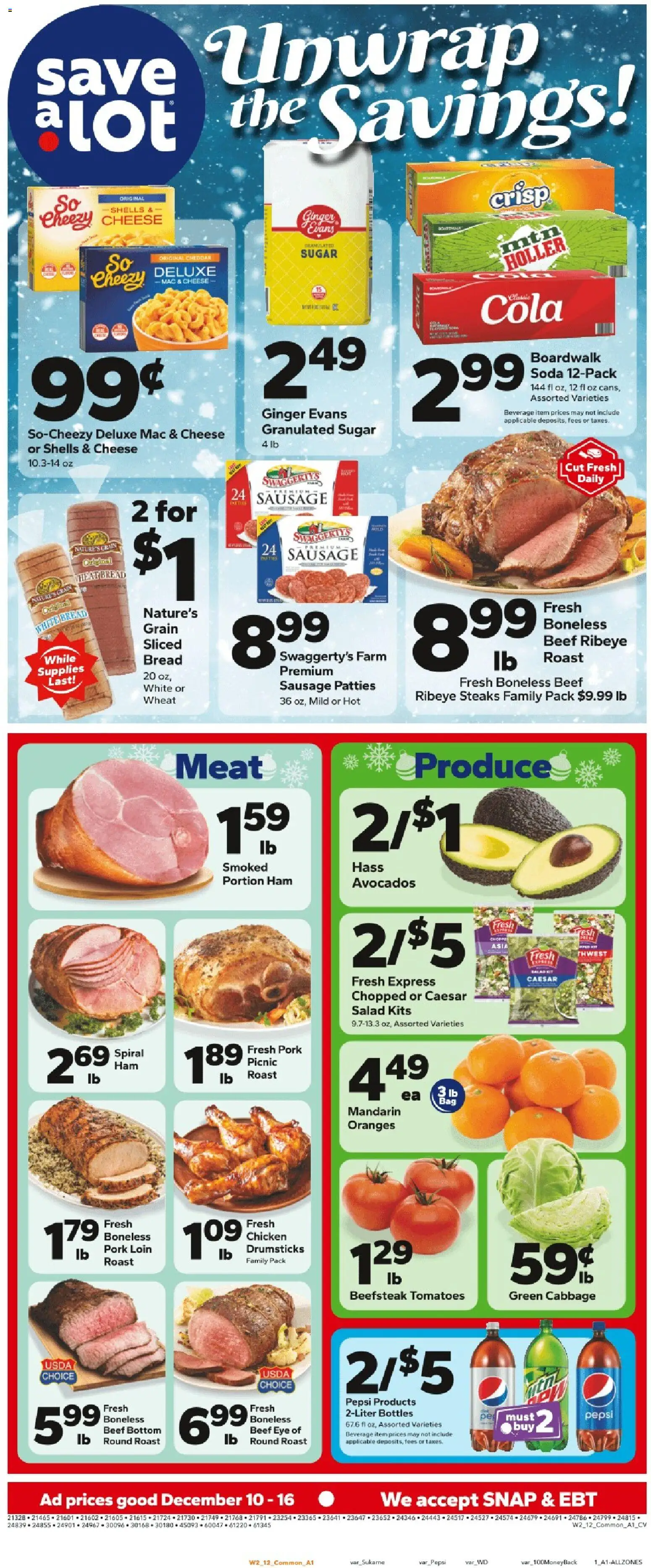 Save a Lot Weekly Ad - page 1- valid from 12/10/2025