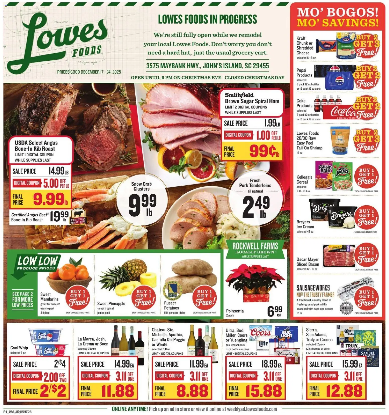 Lowes Foods Weekly Ad - SC - page 1- valid from 12/17/2025