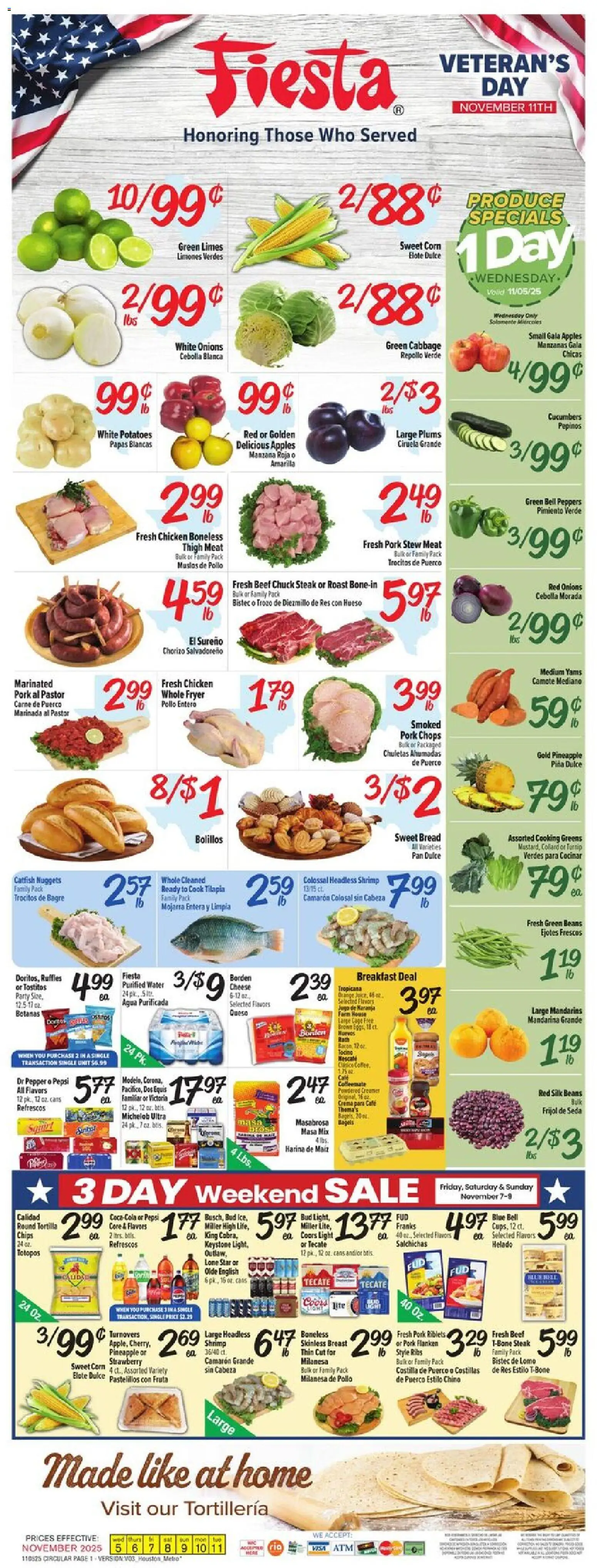 Fiesta Mart Weekly Ad - page 1- valid from 11/05/2025