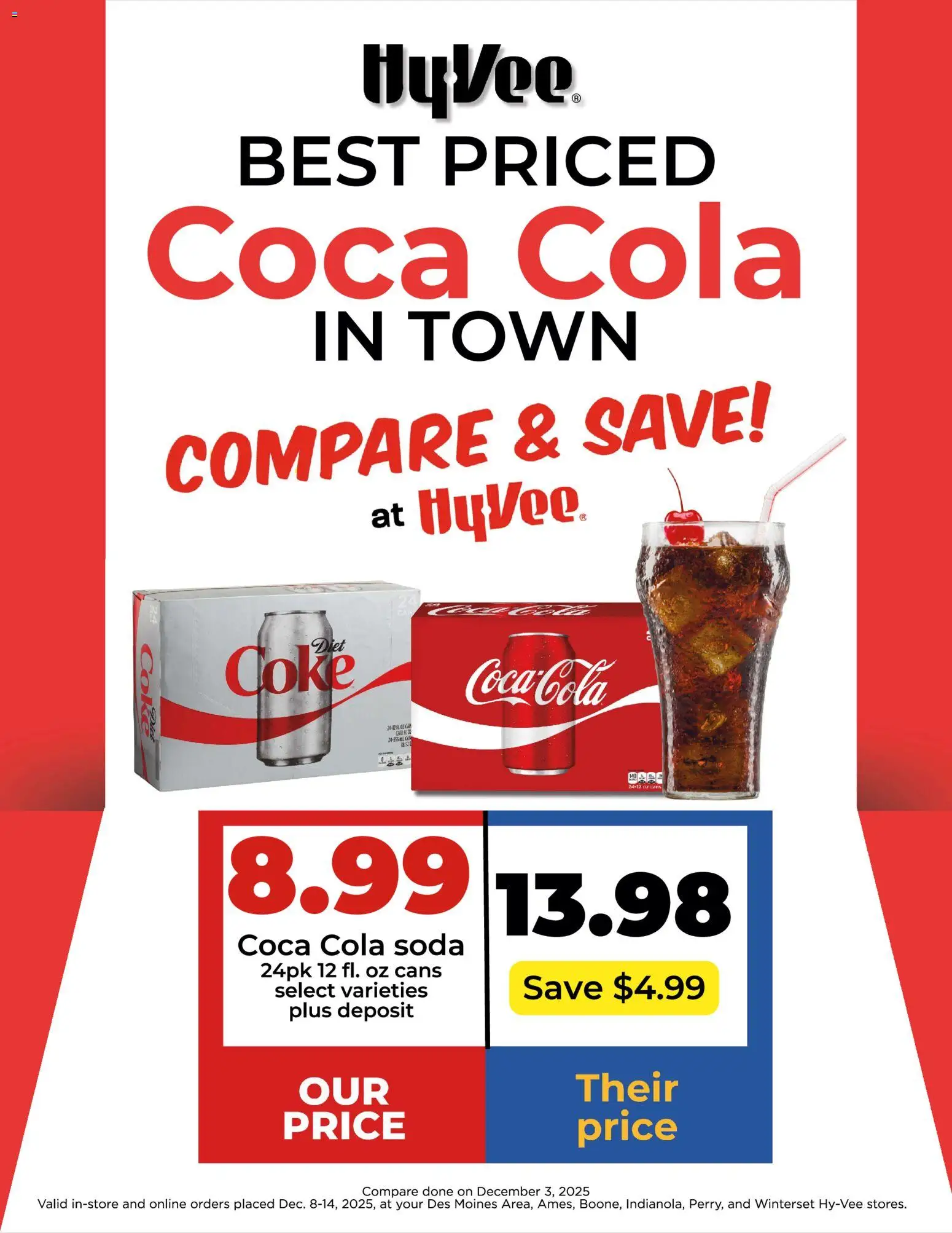 HyVee Coca Cola 24pk Sale! - page 1- valid from 12/08/2025