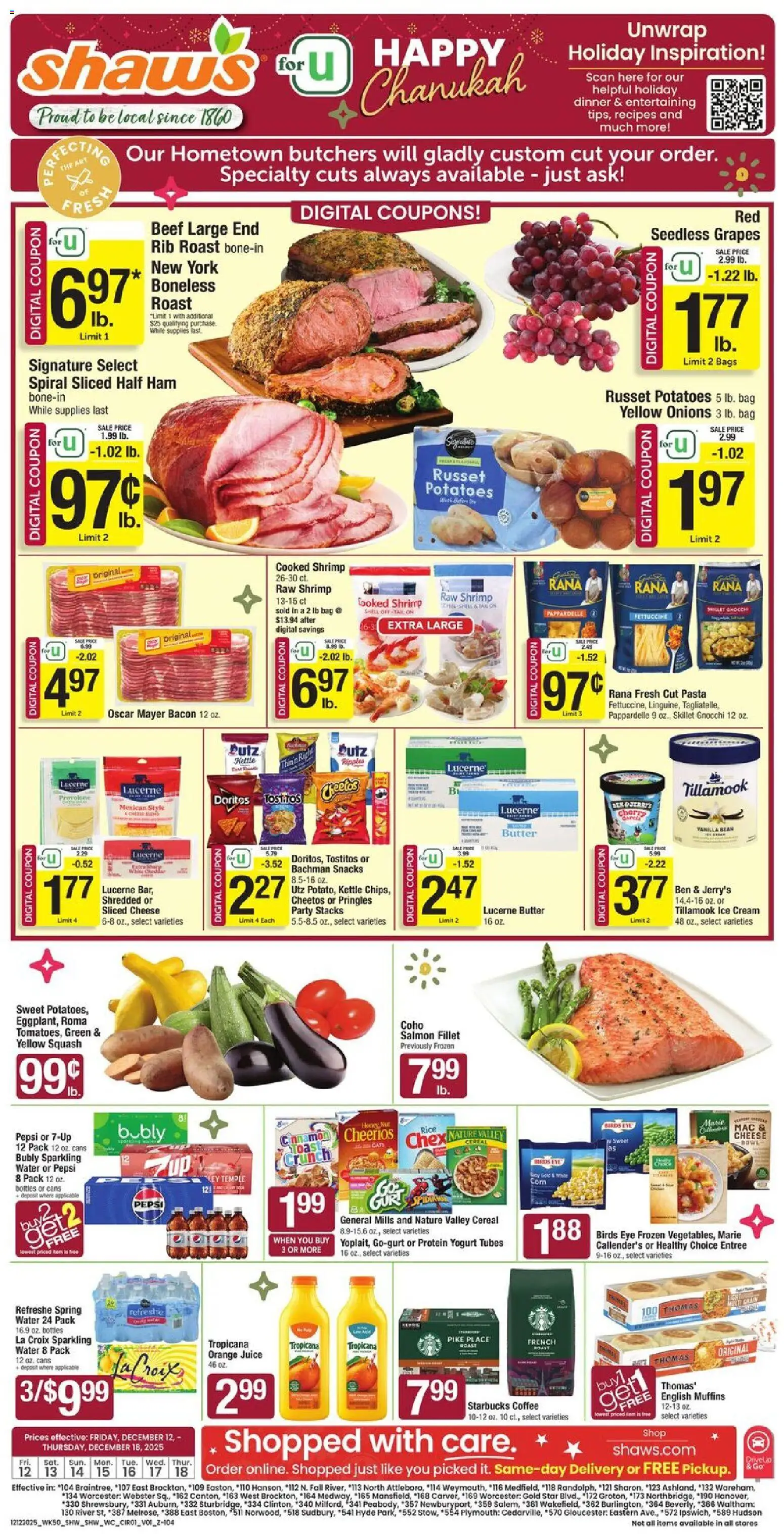Shaw's Weekly Ad - page 1- valid from 12/12/2025