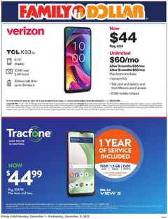 Preview Family Dollar AT&T/Tracfone valid from 12/01/2025
