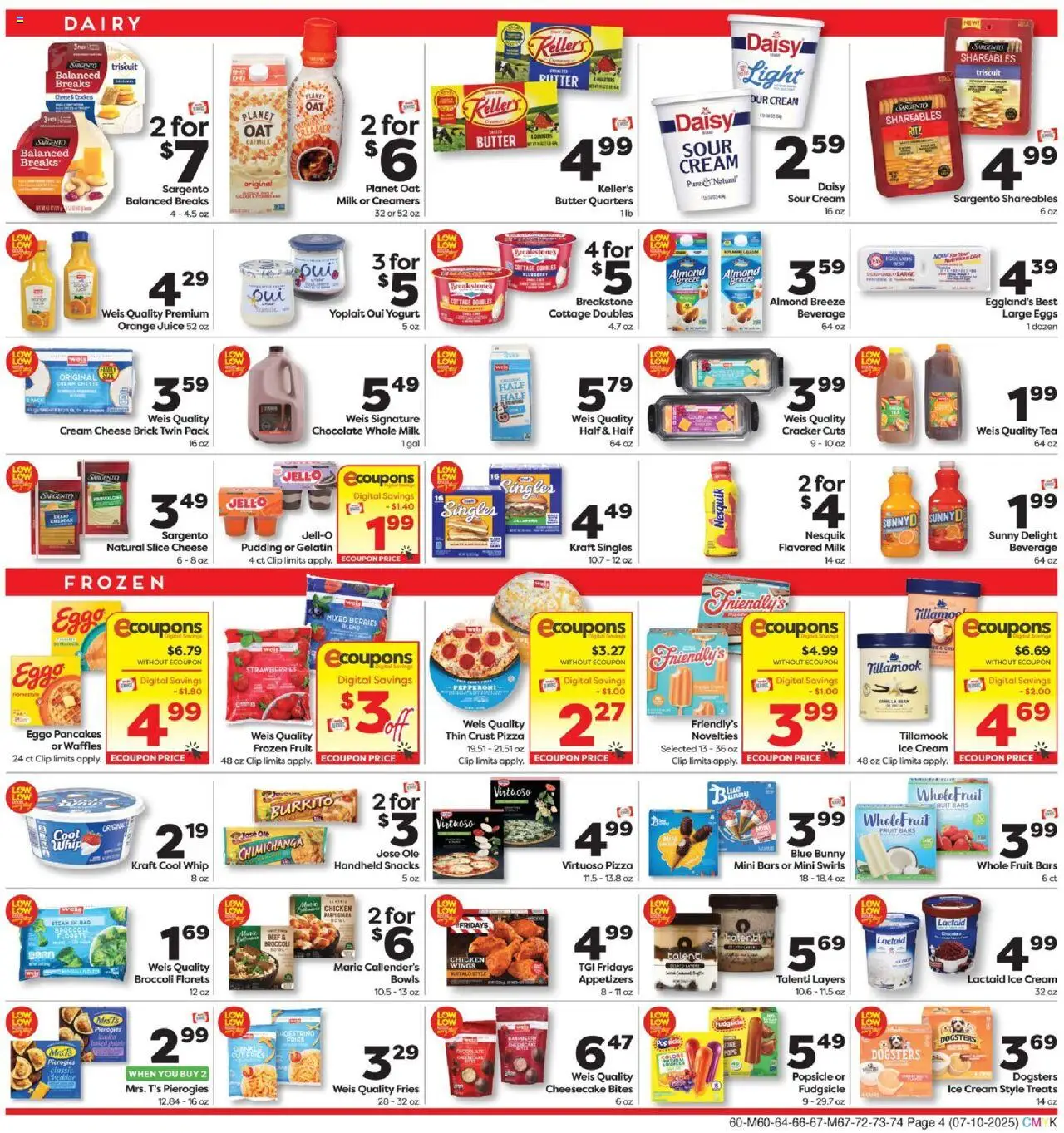 Weis Monthly Ad - MD - page 4- valid from 07/10/2025