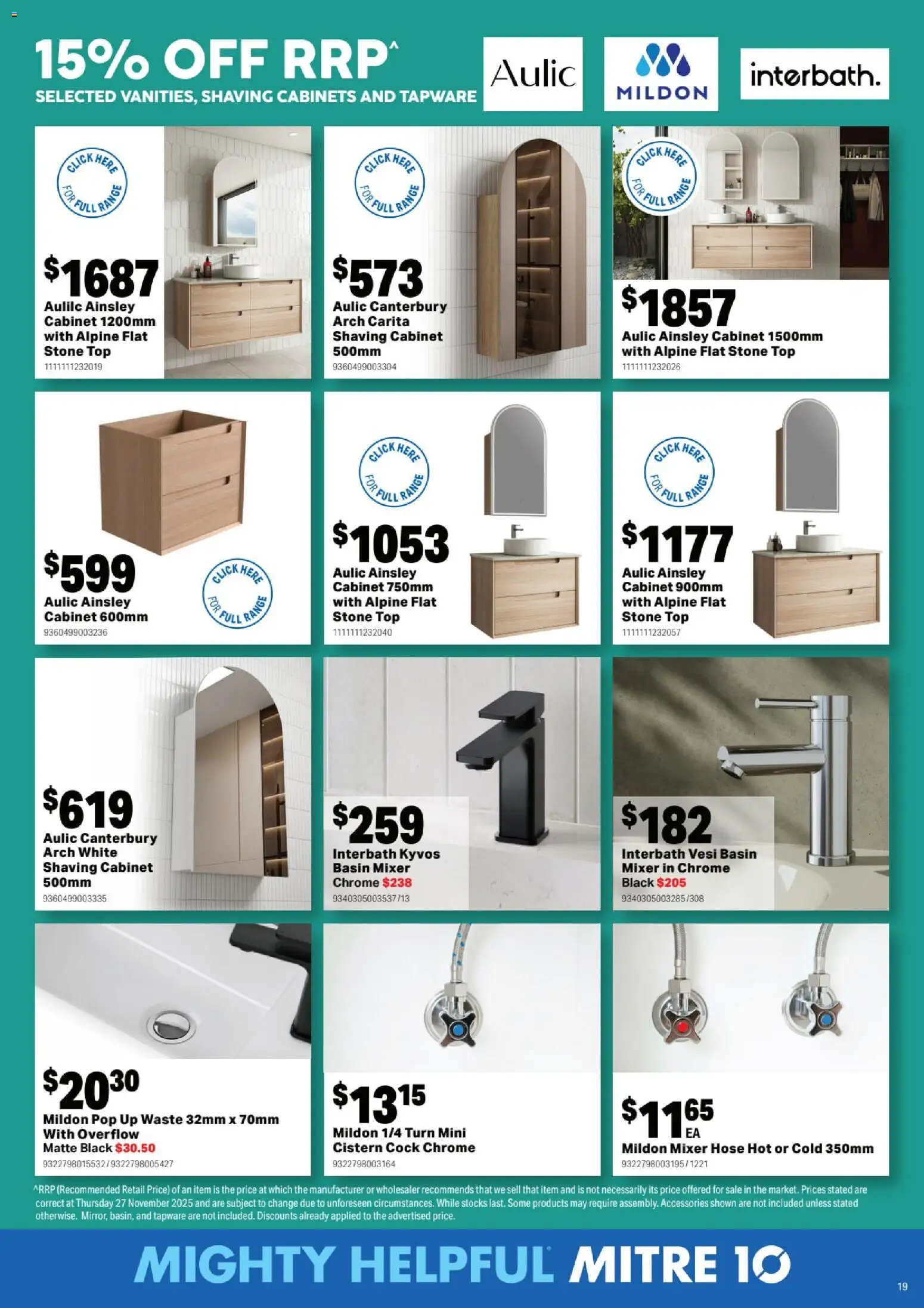 Mitre 10  Catalogue  - page 19- valid from 07/01/2026