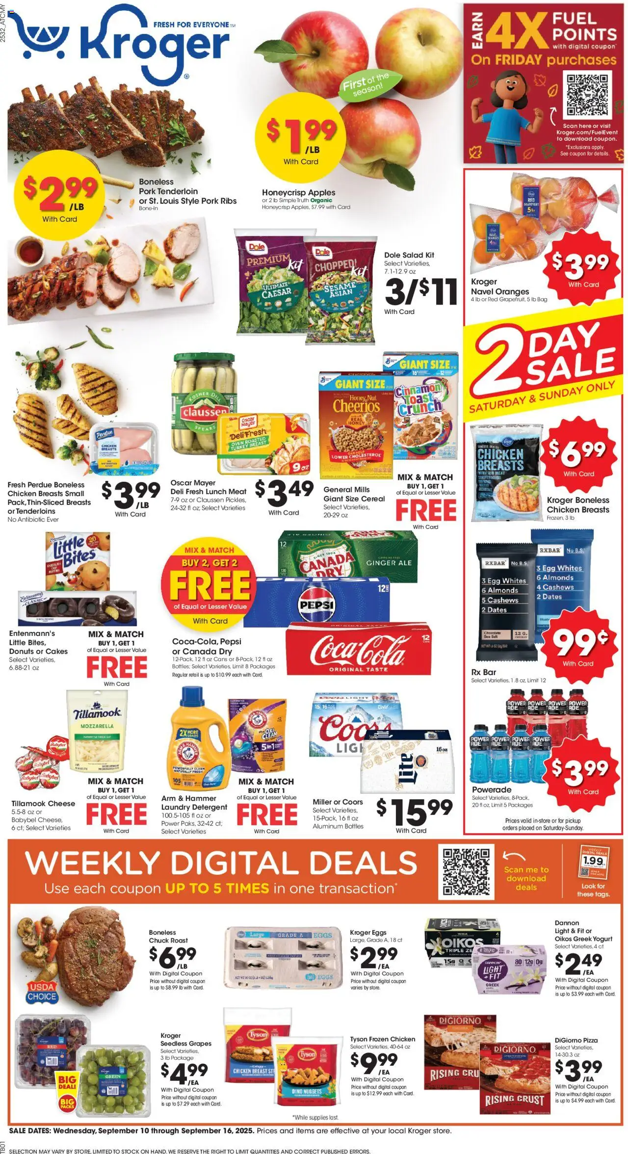 Kroger Weekly Ad - page 1- valid from 09/10/2025