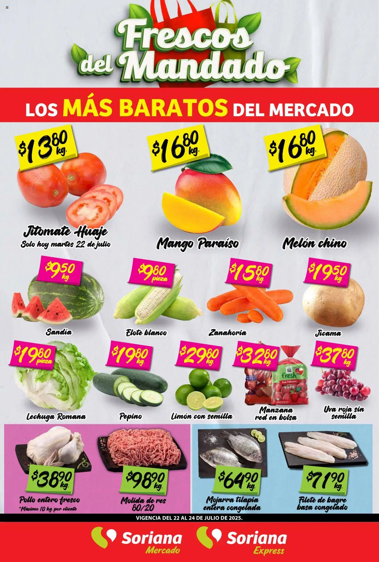 Soriana - Frescos del Mandado Mercado: Ver, Tab, Chis, Camp, Yuc y Q. Roo - página 1- válido desde 22/07/2025