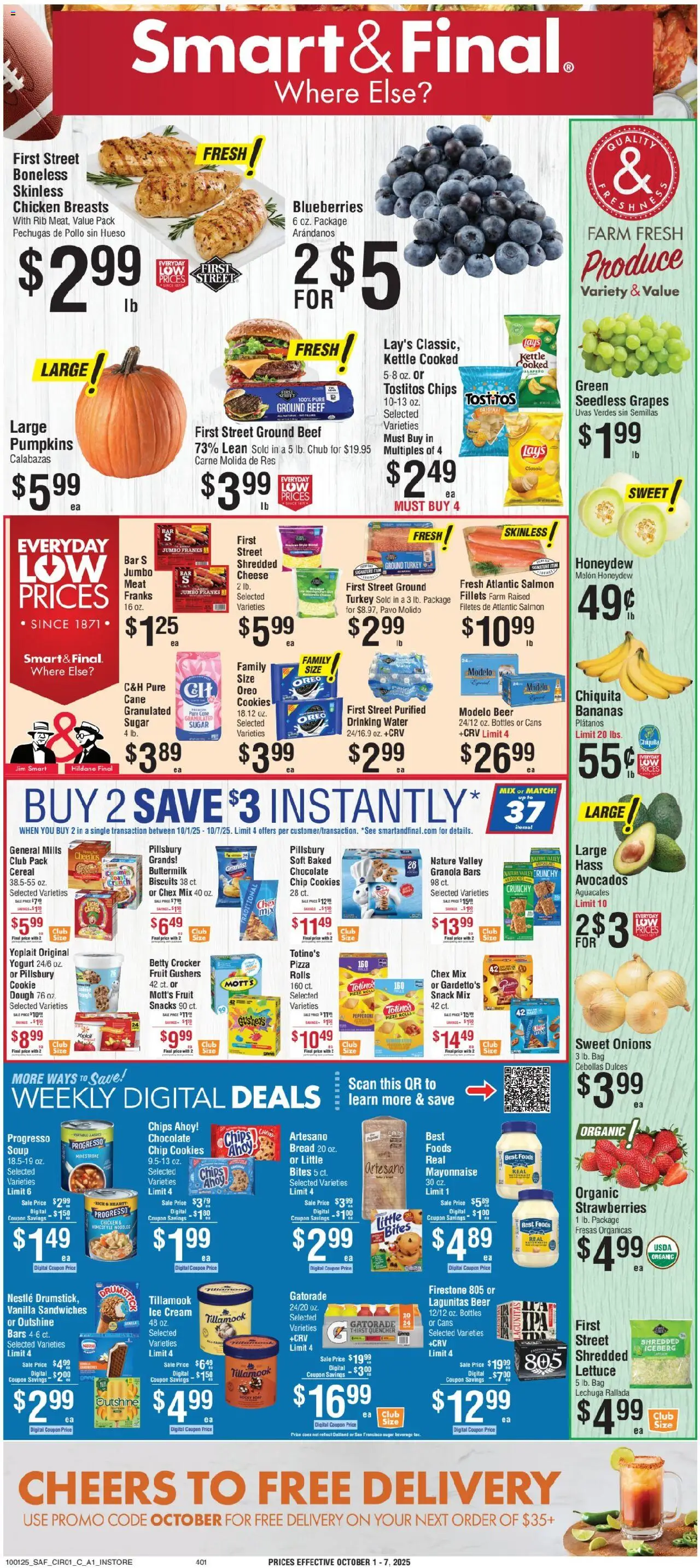 Smart & Final Weekly Ad - page 1- valid from 10/01/2025