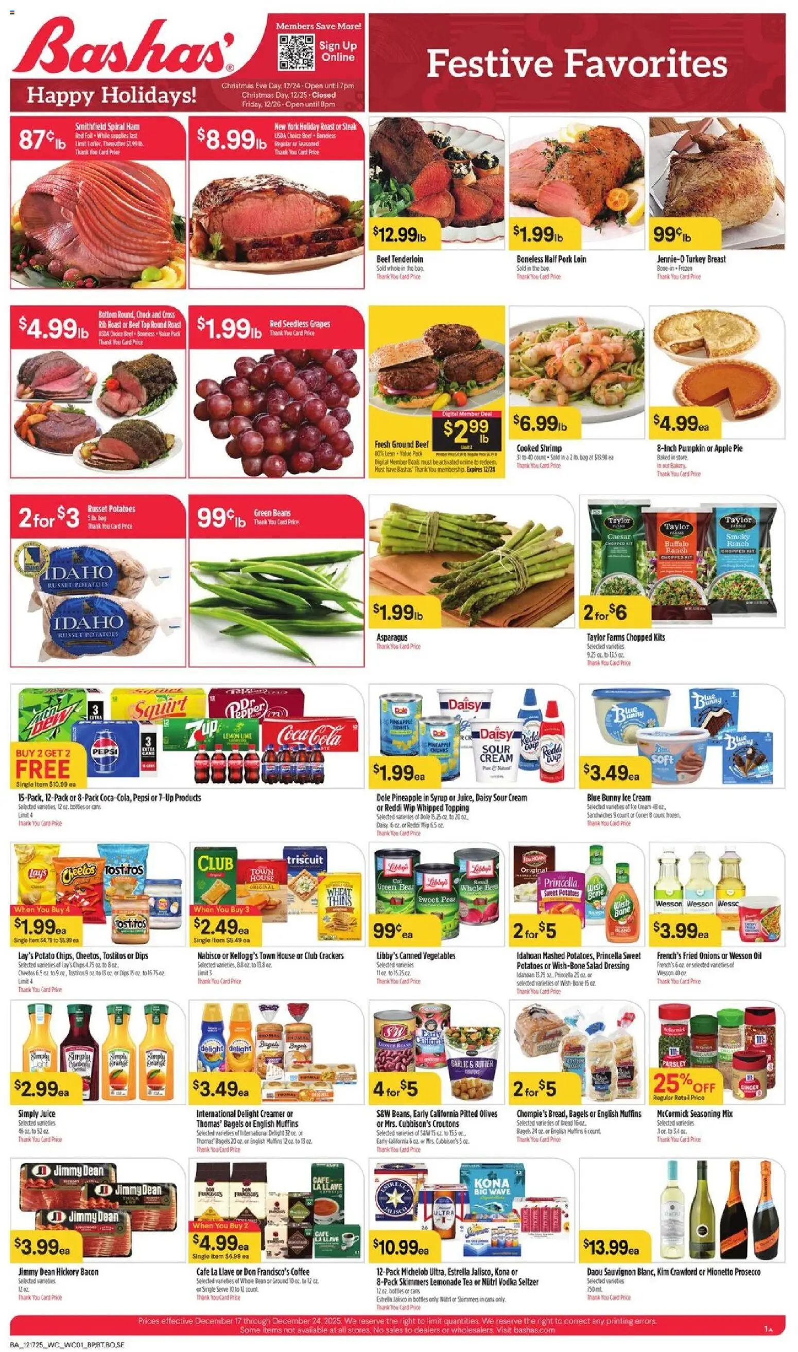 Basha's Weekly Ad - page 1- valid from 12/17/2025