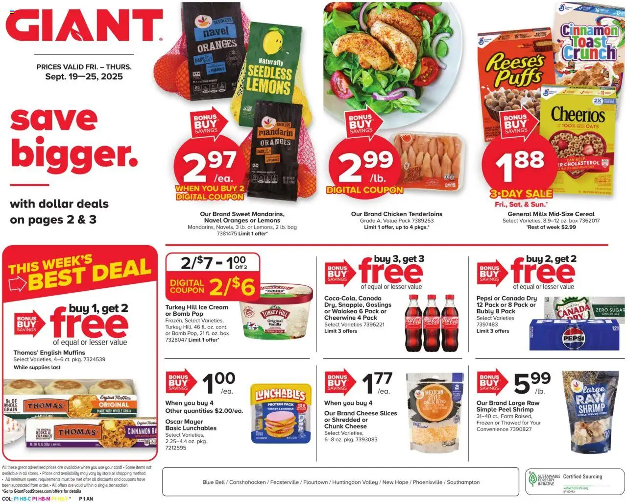 Giant Weekly Ad - page 1- valid from 09/19/2025
