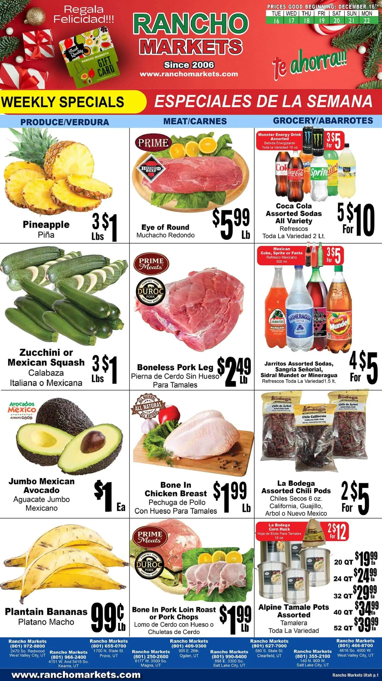 Rancho Markets Weekly Ad - page 1- valid from 12/16/2025