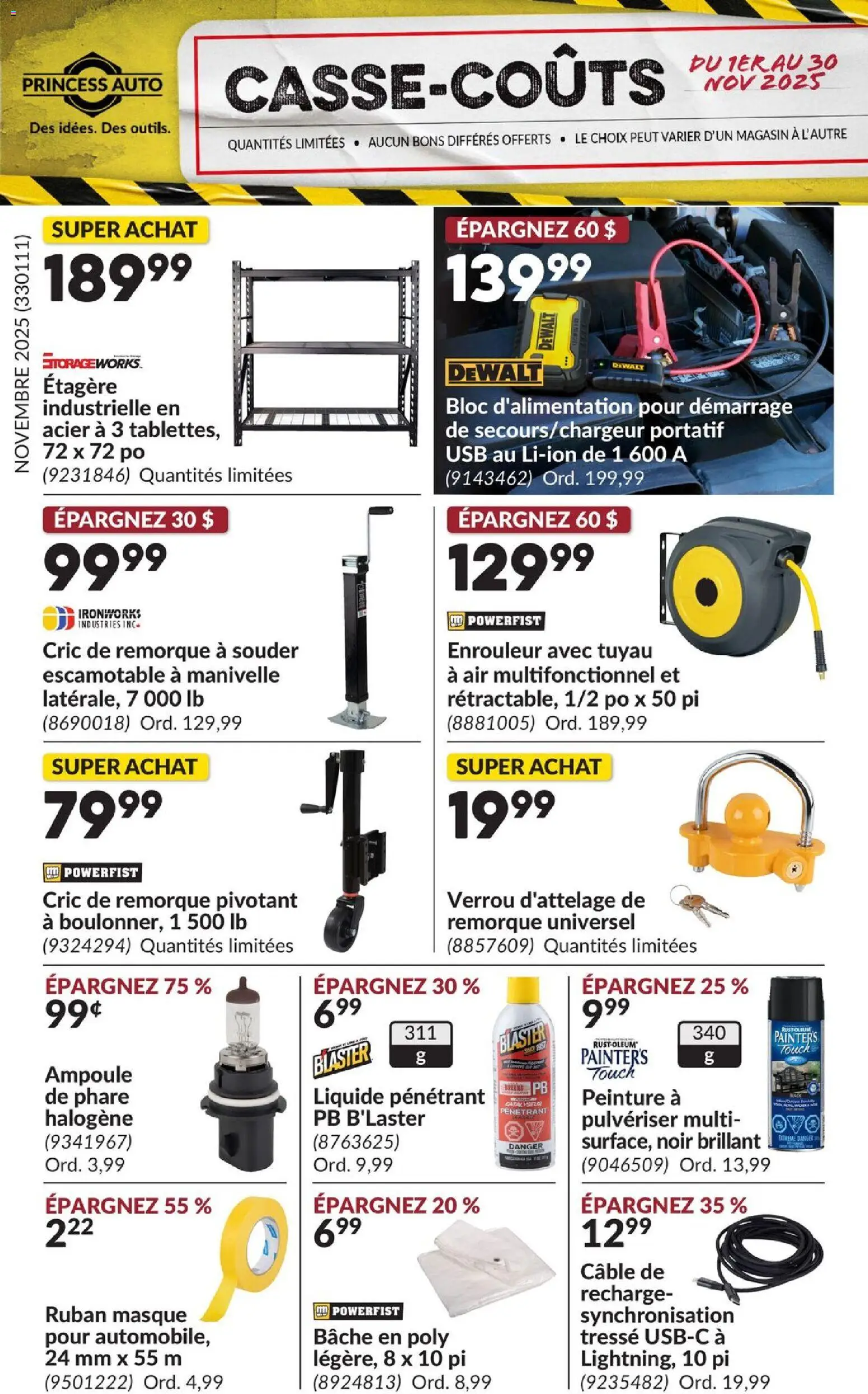 Princess Auto - Casse-Coûts - page 1- valid from Nov 1, 2025