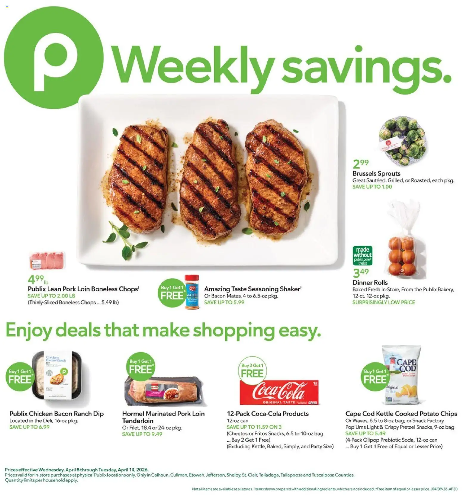 Publix Weekly Ad - page 1- valid from 04/08/2026