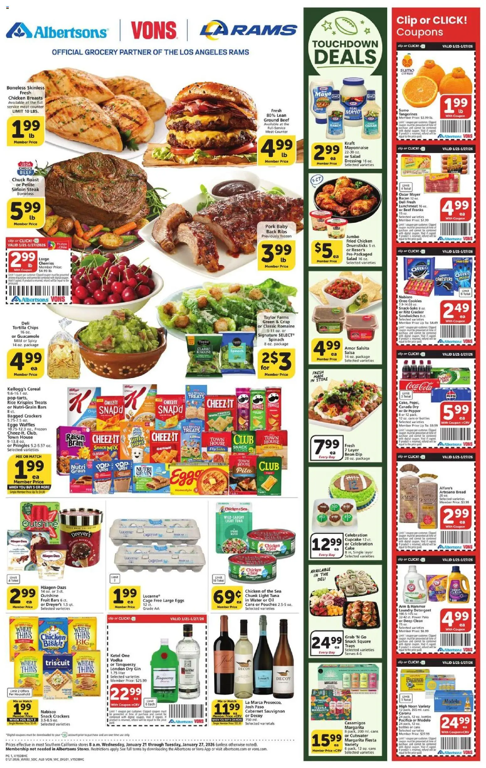 Vons Weekly Ad - page 1- valid from 01/21/2026