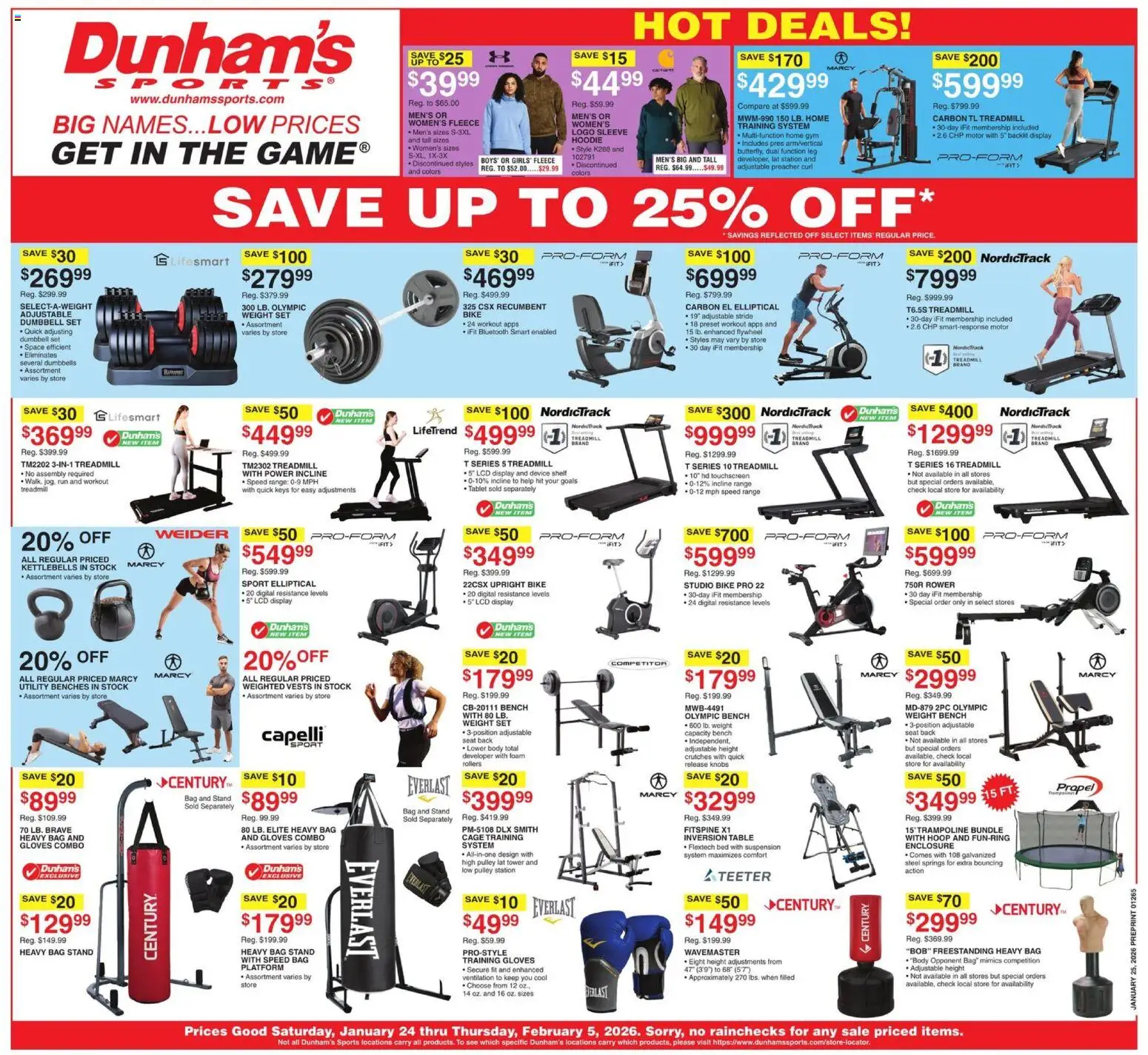 Dunham's Sports Weekly Ad - page 1- valid from 01/24/2026
