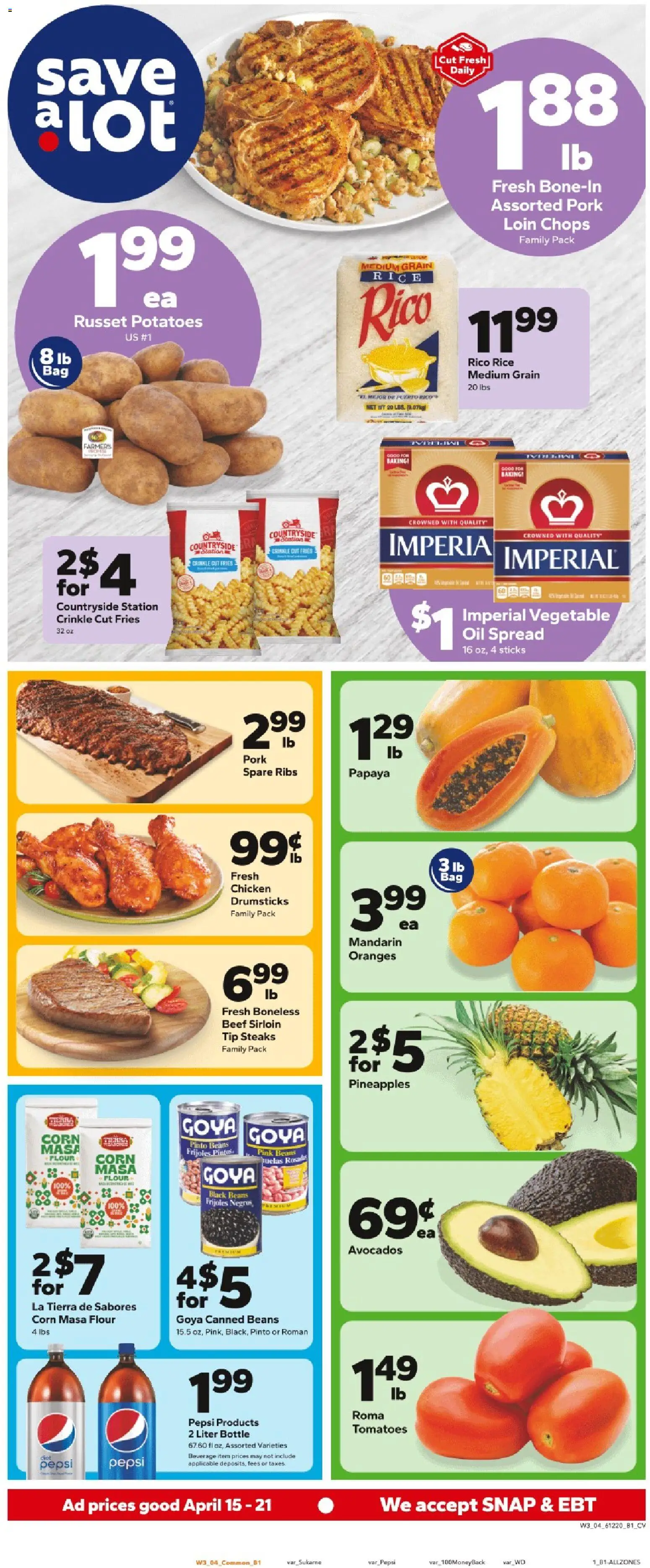Save a Lot Weekly Ad - page 1- valid from 04/15/2026