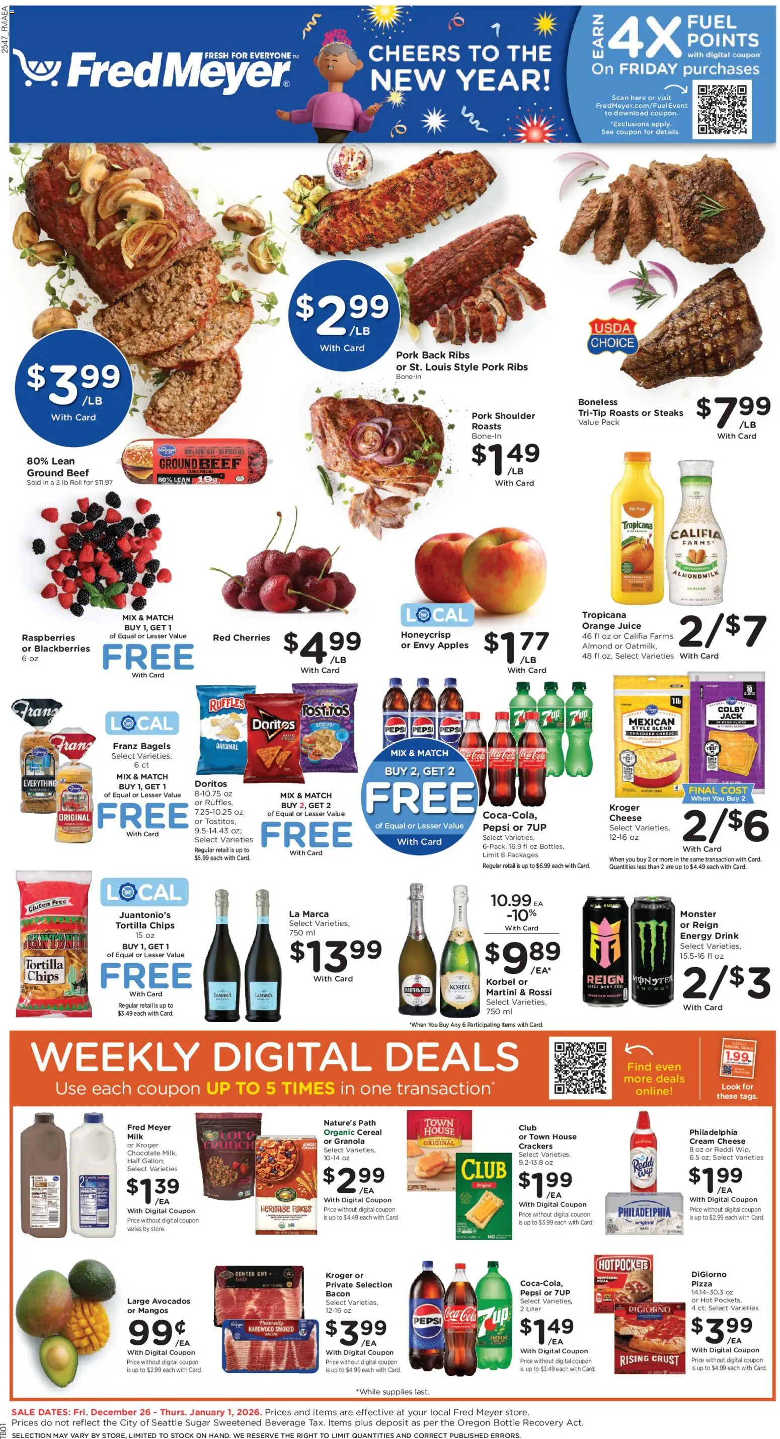 Fred Meyer Weekly Ad - page 1- valid from 12/26/2025