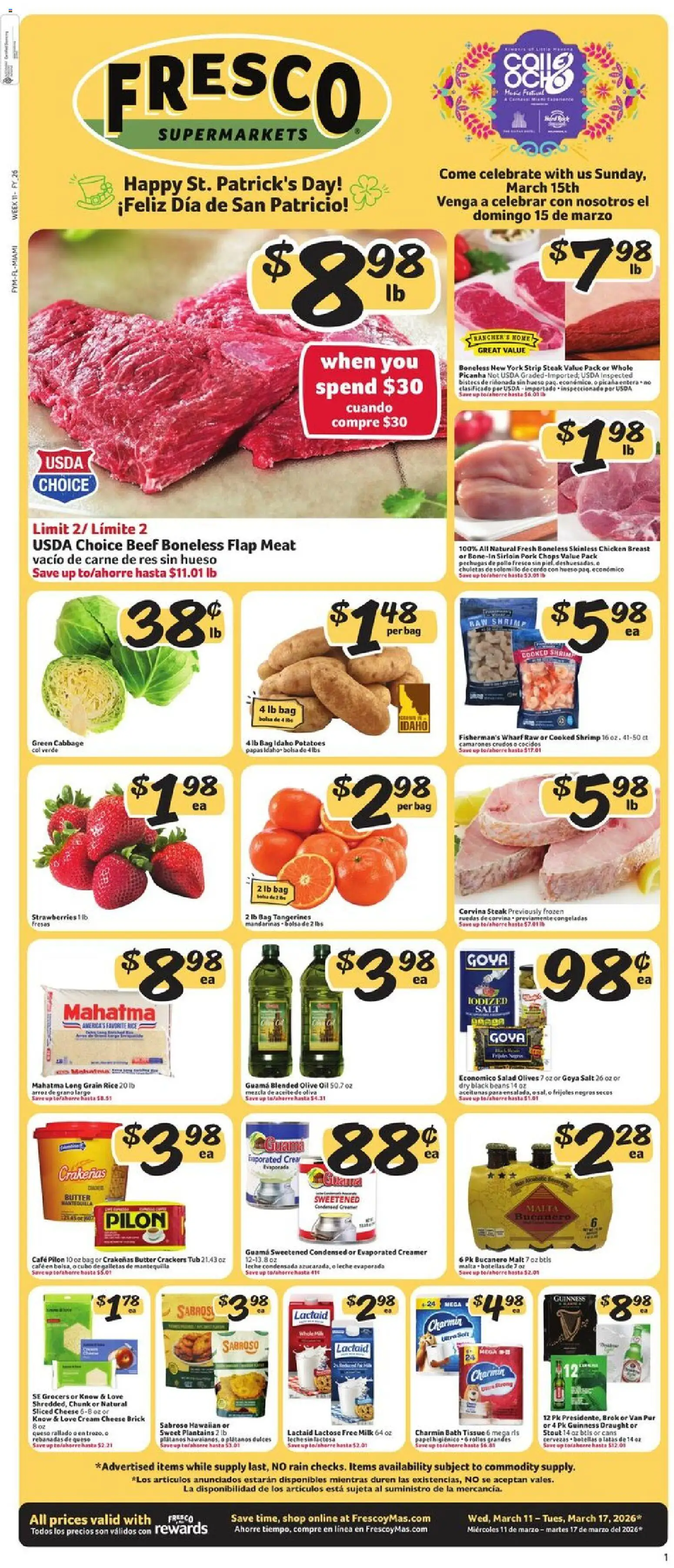 Fresco y Más Weekly Ad - page 1- valid from 03/11/2026