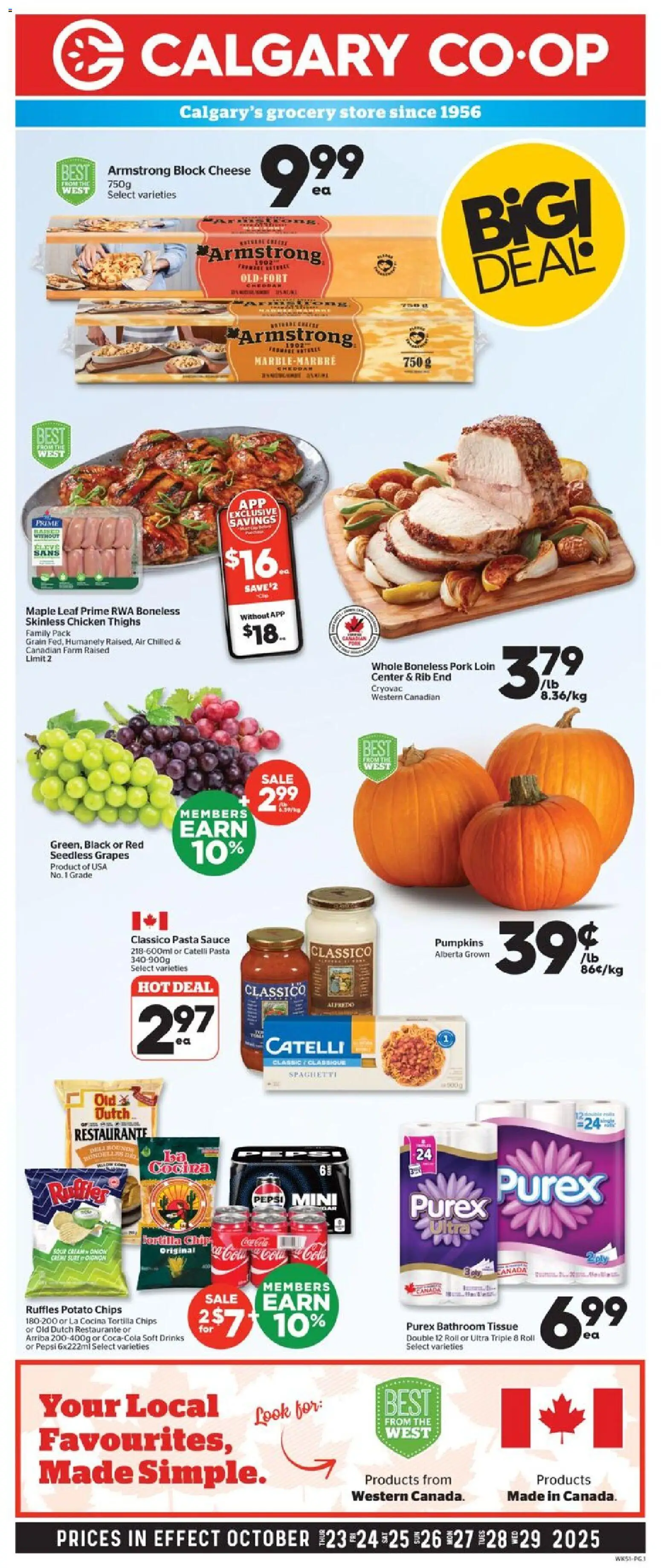 Calgary Co-op weekly flyer / circulaire - page 1- valid from Oct 23, 2025