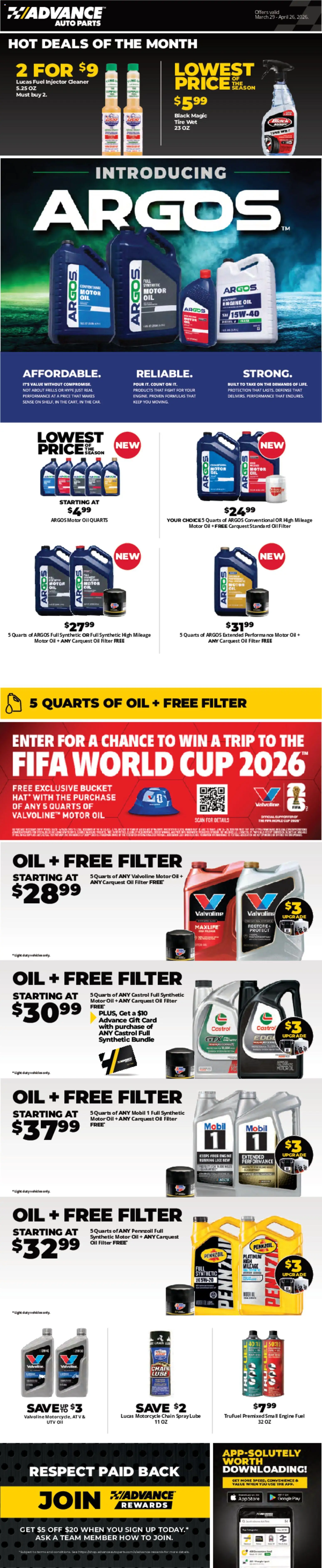 Advance Auto Parts Weekly Ad - page 1- valid from 03/29/2026
