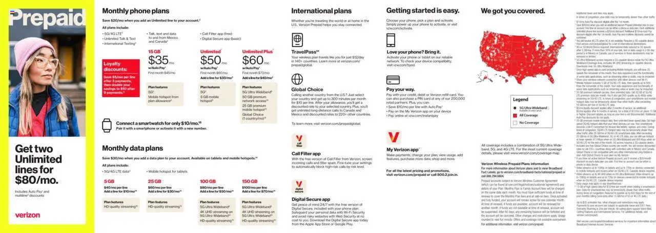 Verizon Prepaid Brochure - page 1- valid from 11/01/2024