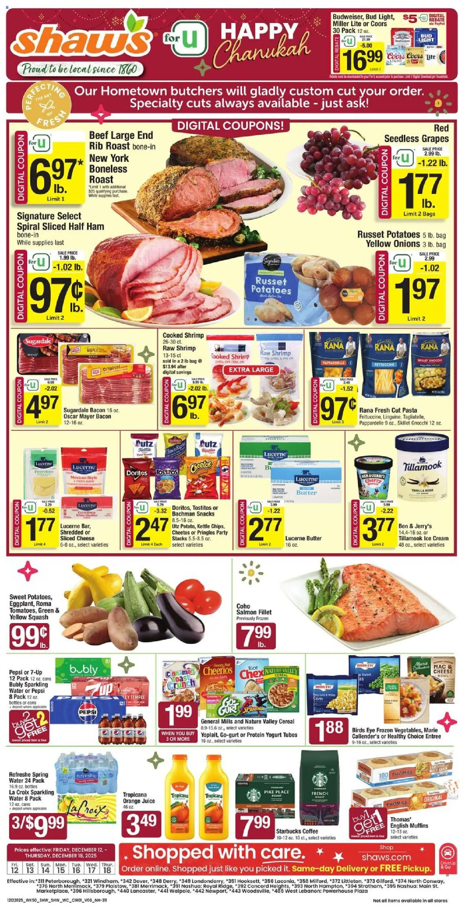 Shaw's Weekly Ad - NH - page 1- valid from 12/12/2025