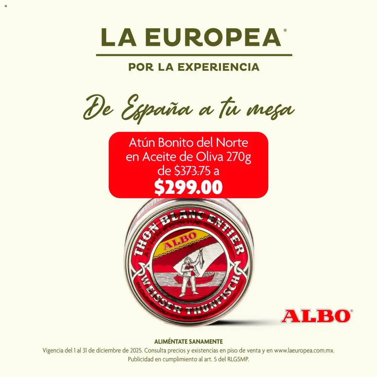 La Europea catálogo Conservas Albo - página 1- válido desde 01/12/2025