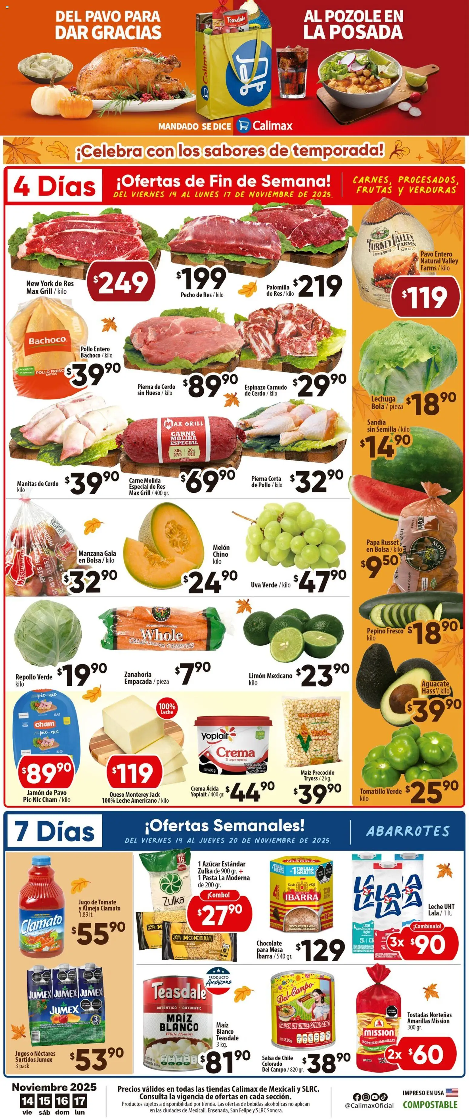 Calimax folleto Mexicali y SLRC - página 1- válido desde 14/11/2025