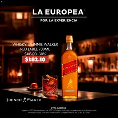 La Europea catálogo Whiskey Johnnie Walker válido desde 27/11/2025