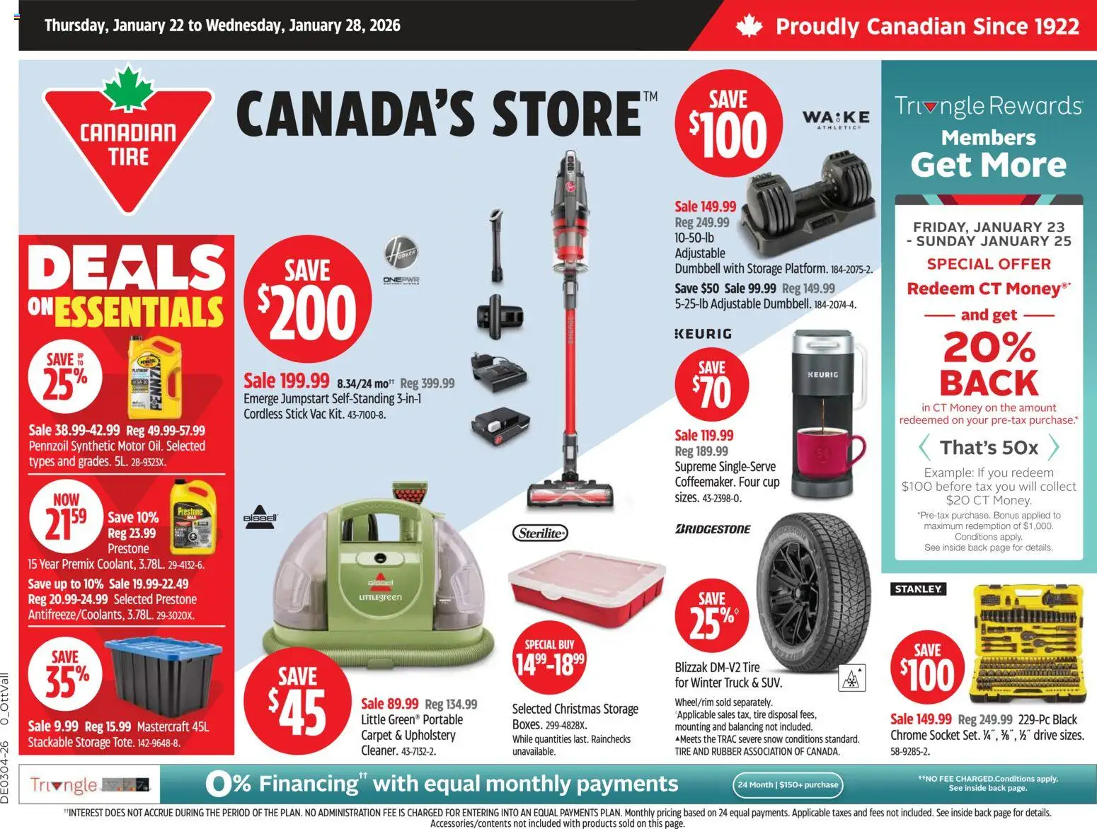 Canadian Tire weekly flyer - page 1- valid from Jan 22, 2026
