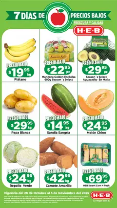 H-E-B folleto Precios Bajos válido desde 28/10/2025